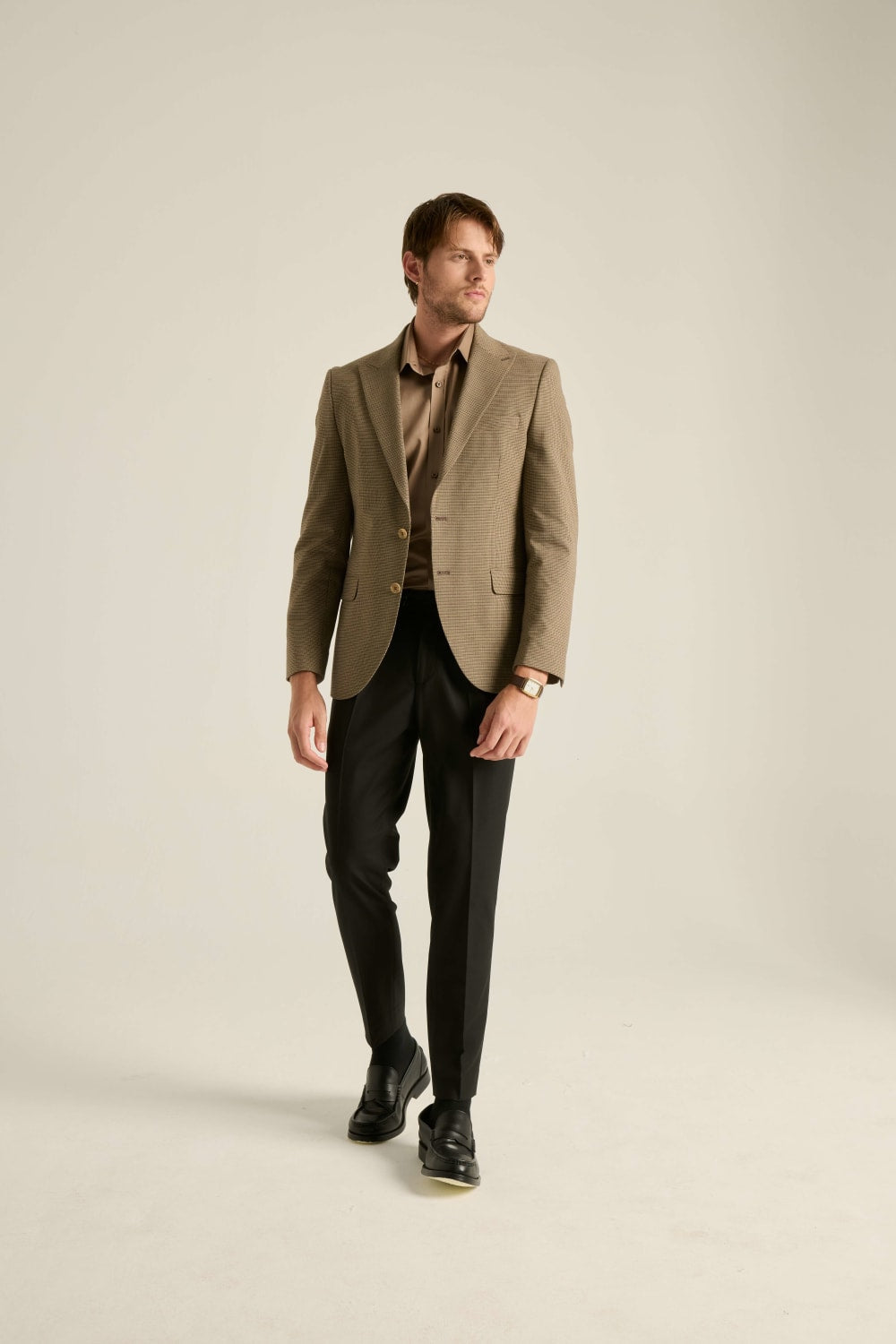 Batts-Matteo Blazer Küçük Kareli Açık Kahve-Ceket-2-Milagron.com