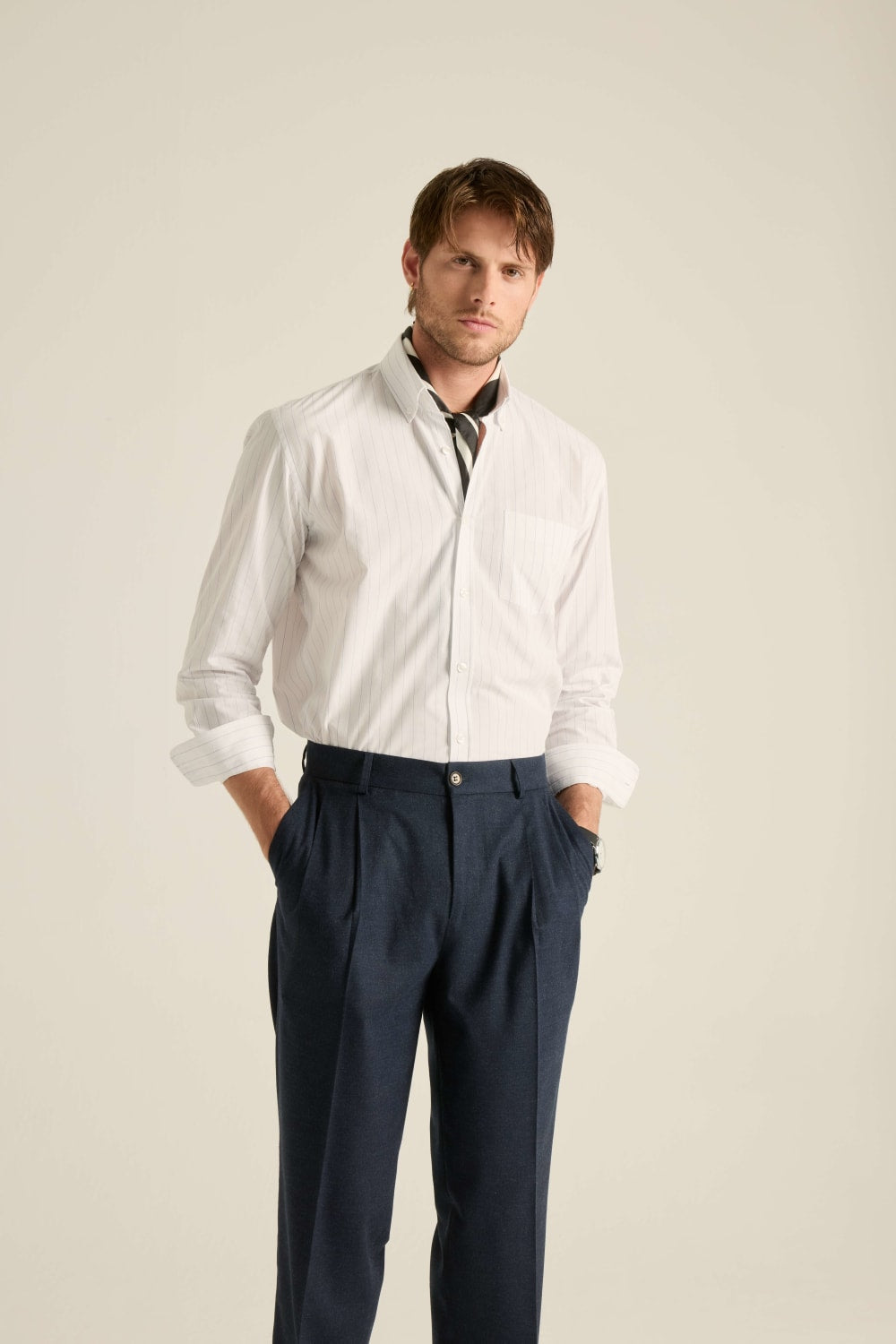 Batts-Tony Beyaz Gömlek Mavi Çizgili-Gömlek-1-Milagron.com