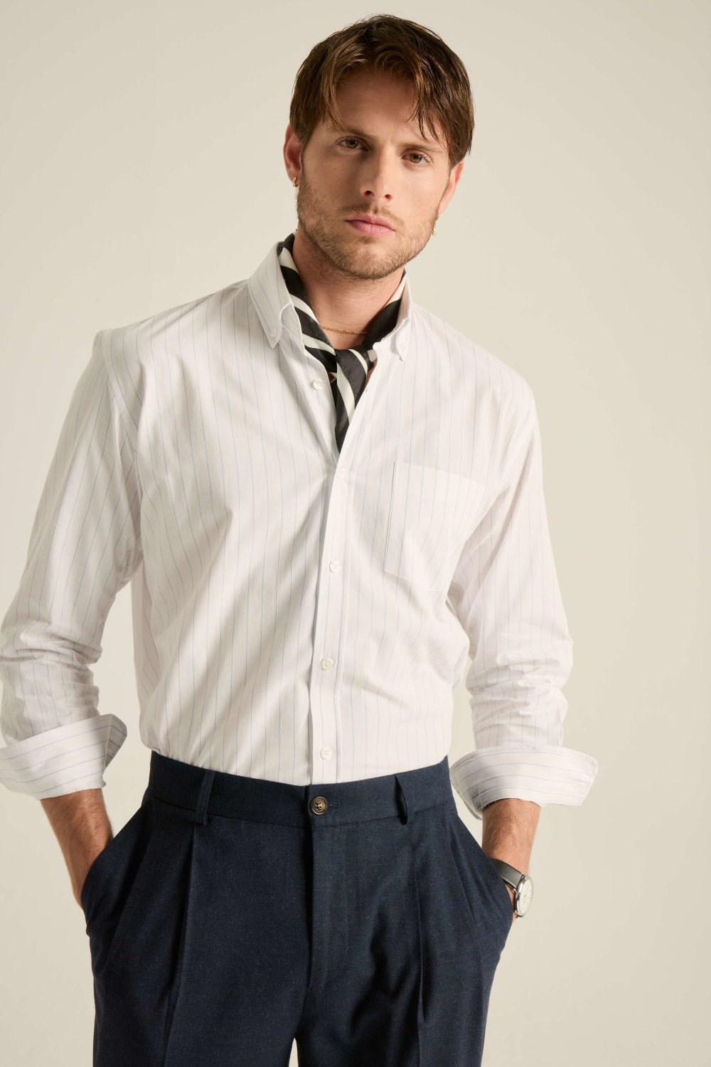 Batts-Tony Beyaz Gömlek Mavi Çizgili-Gömlek-4-Milagron.com