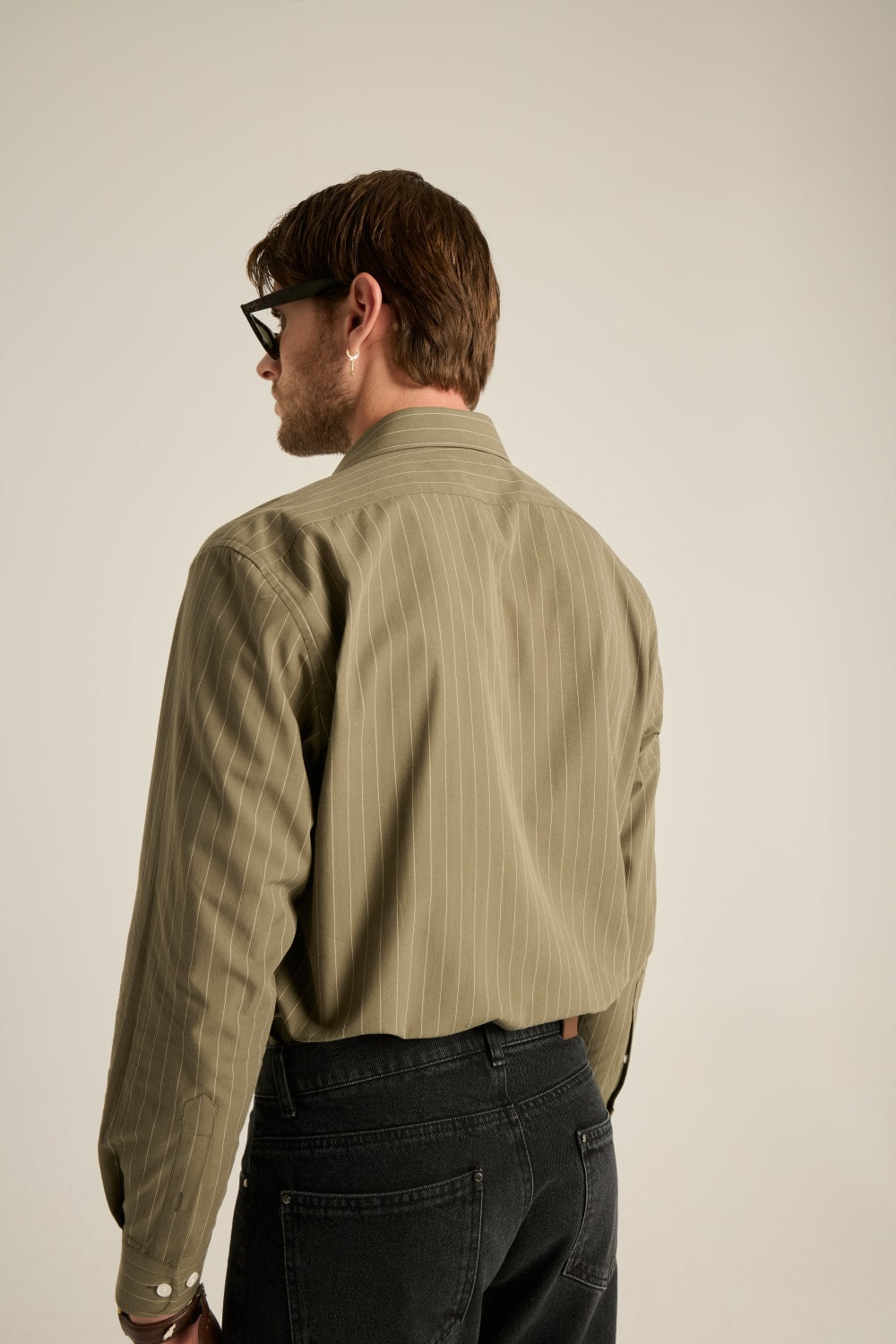 Batts-Tony Haki Gömlek Bej Çizgili-Gömlek-2-Milagron.com
