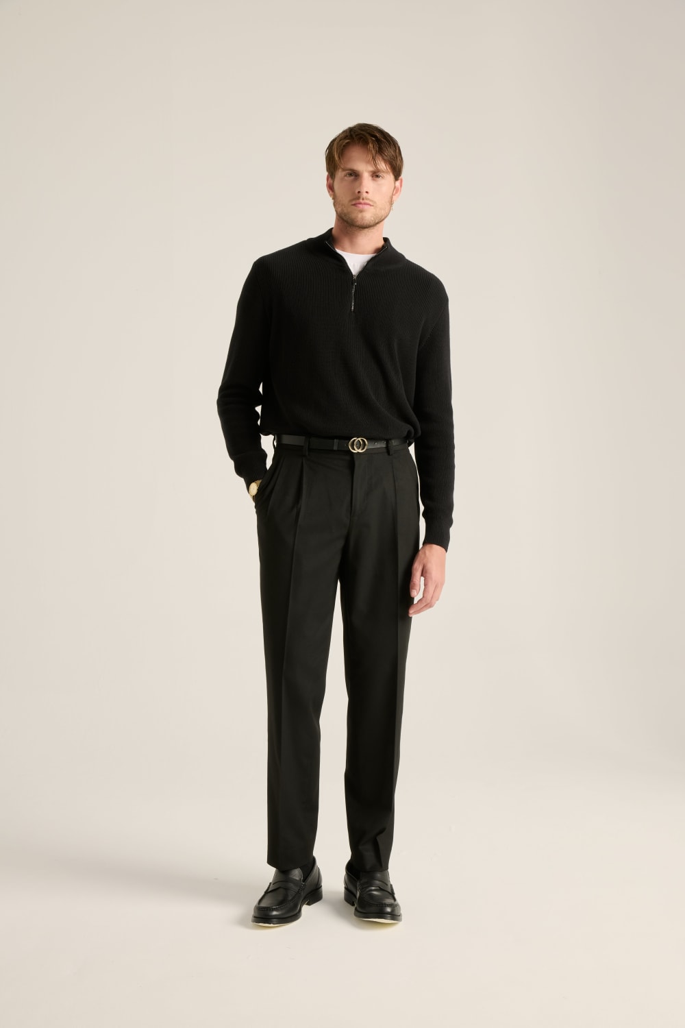 Batts-Volpe Half Zipped Triko Siyah-Sweatshirts & Hoodies-1-Milagron.com