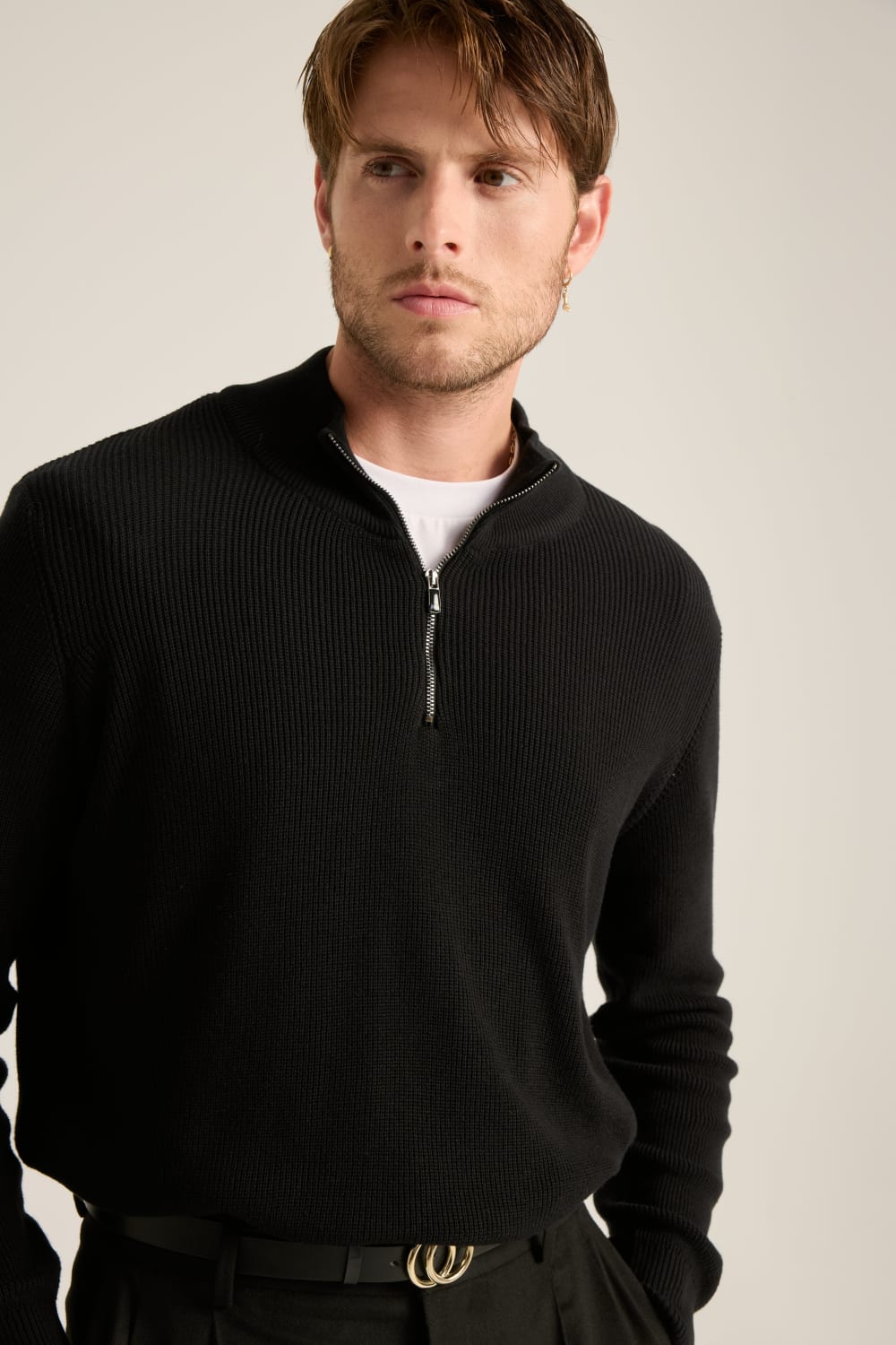 Batts-Volpe Half Zipped Triko Siyah-Sweatshirts & Hoodies-5-Milagron.com