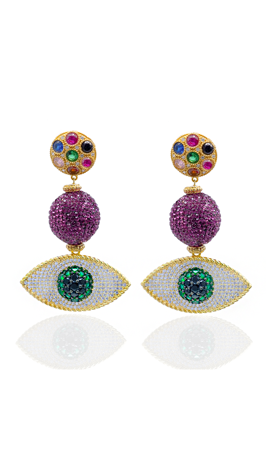 Bayemeyc-Colore Göz Moti̇fli̇ Küpe-Küpe-1-Milagron.com