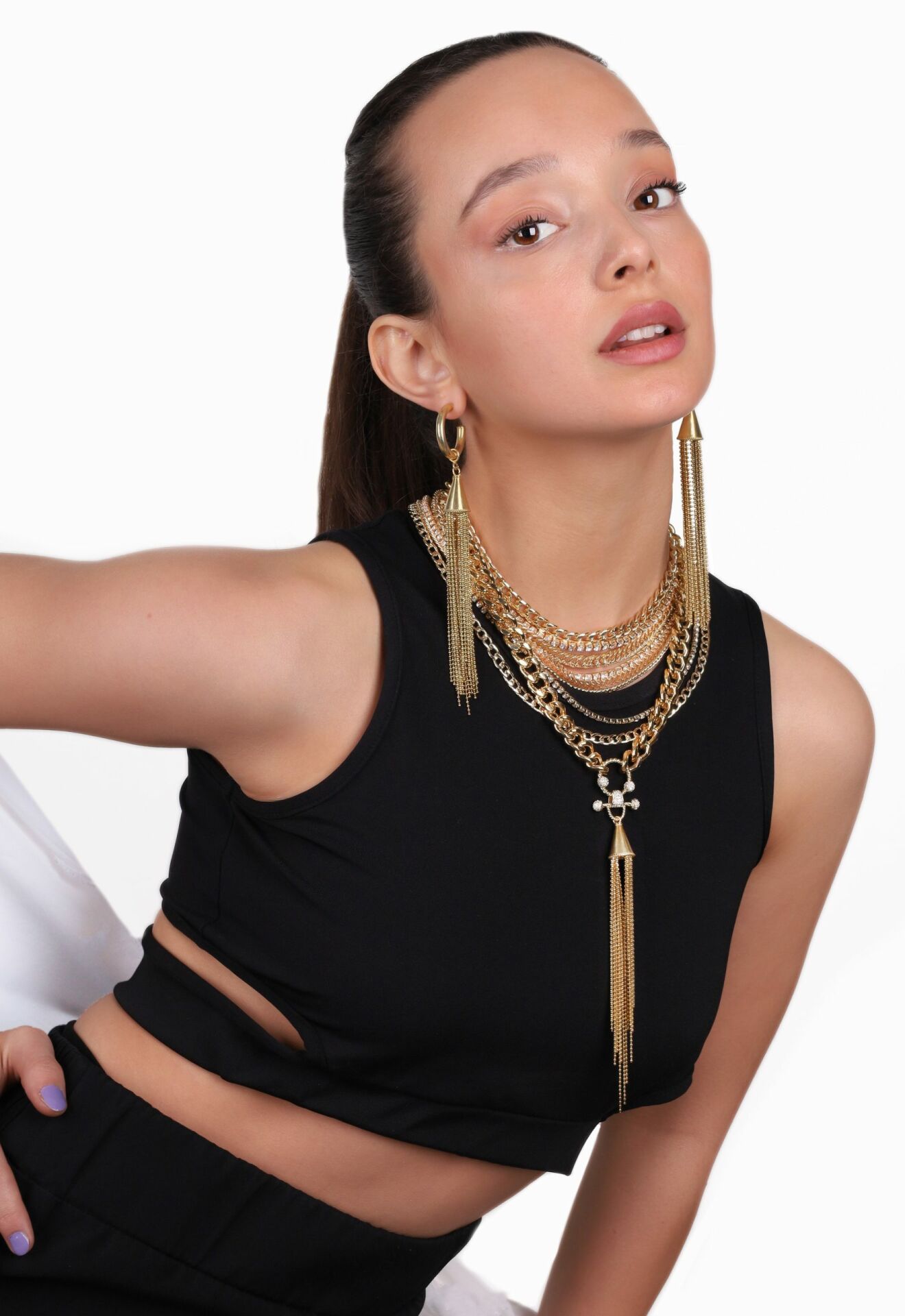 Bayemeyc-Gold Püsküllü Küpe-Küpe-2-Milagron.com