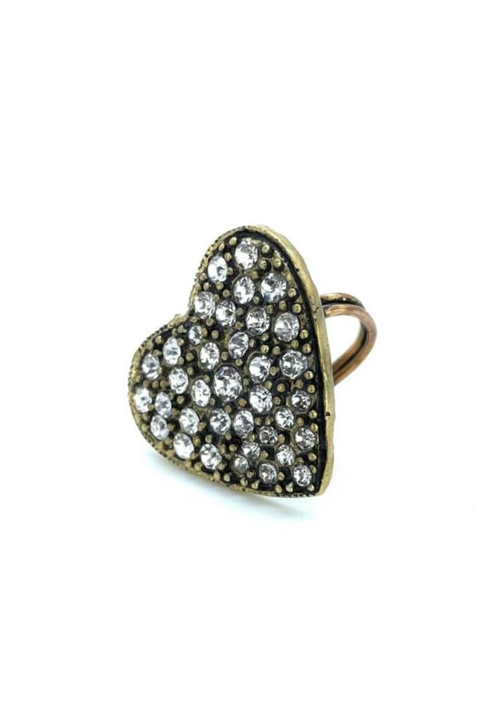 Bayemeyc-Kalp Ayarlanabi̇li̇r Elmas Montür Bronz Yüzük-Yüzük-1-Milagron.com