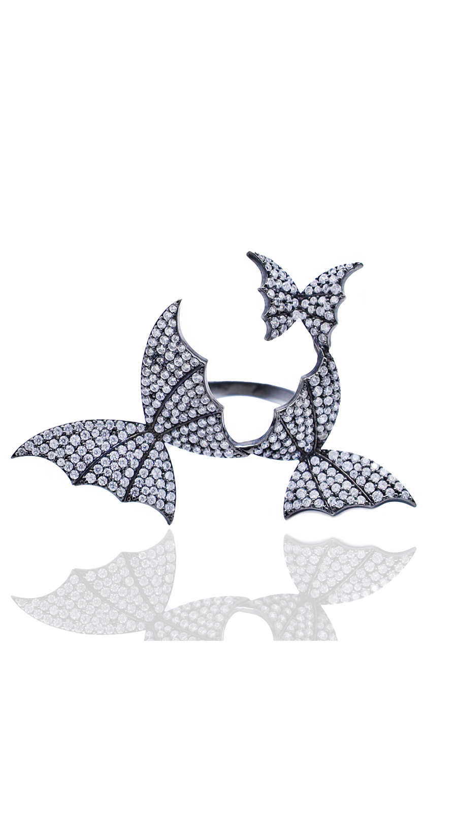 Bayemeyc-Noir Papillon Kelebek Gümüş Yüzük Gri̇-Yüzük-1-Milagron.com