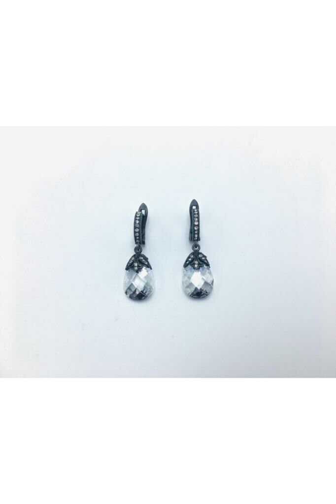 Bayemeyc-Piedra Kristal Taş Bronz Küpe – Gri-Küpe-2-Milagron.com