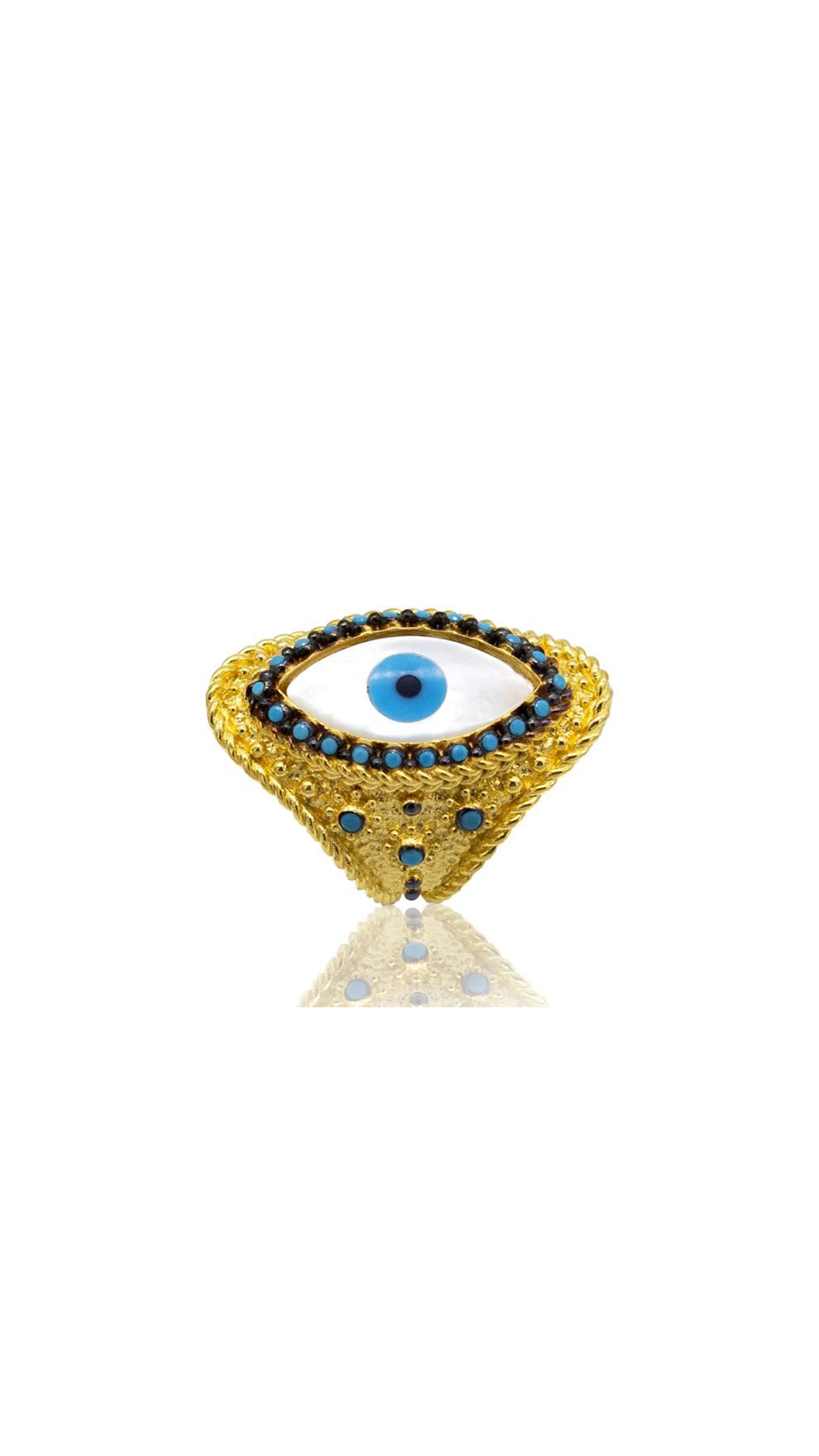 Bayemeyc-Sabra Mavi̇ Sedef Taşlı Altin Kaplama Yüzük-Yüzük-1-Milagron.com