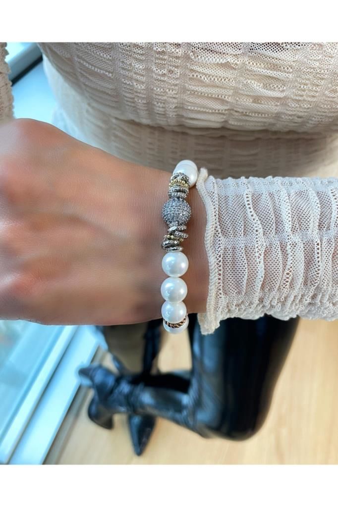 Bayemeyc-Suma Silver 925 Ayar Gümüş Mayorka İnci̇ Bi̇lekli̇k-Bileklik-2-Milagron.com