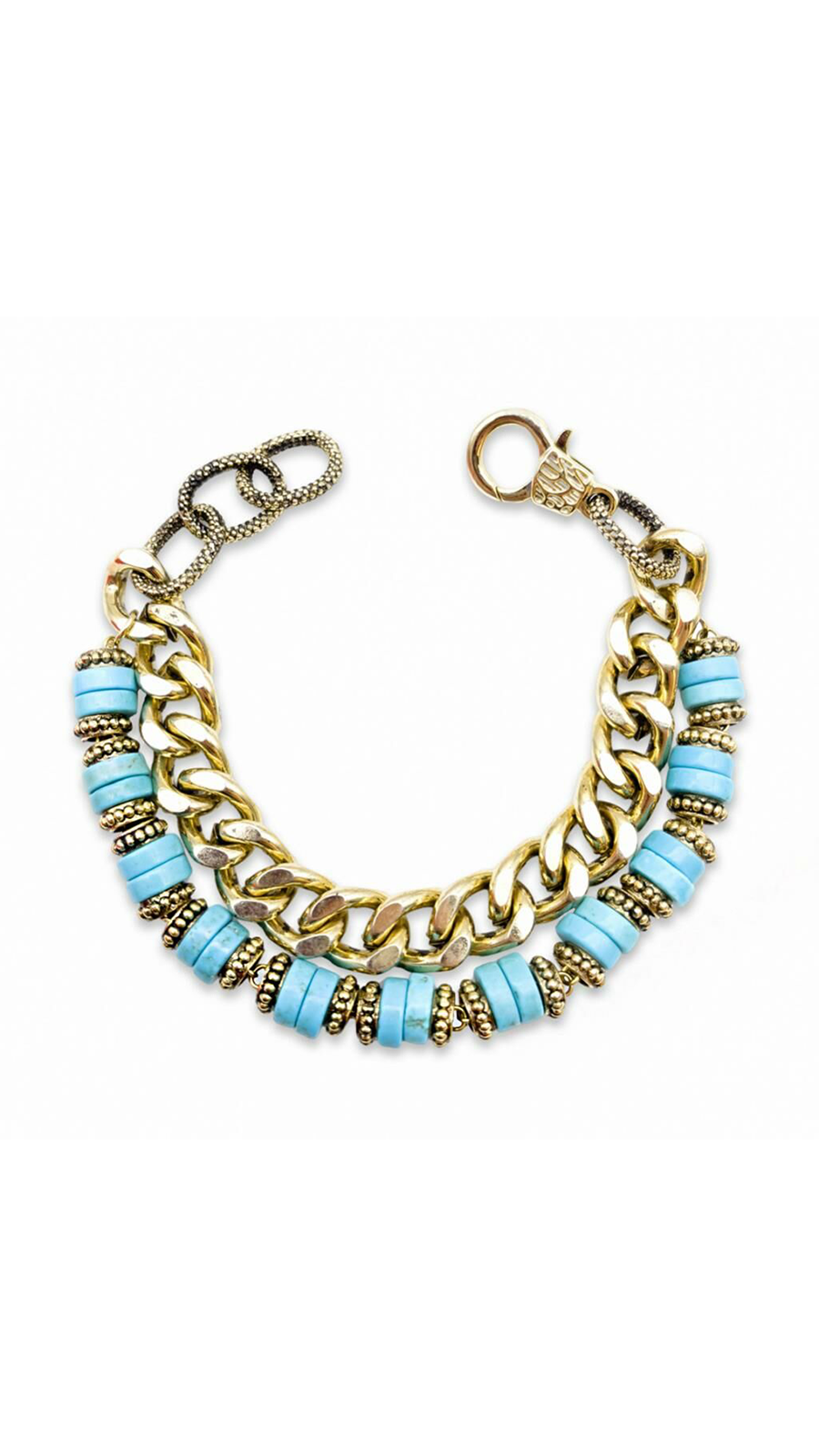 Bayemeyc-Turchese Altın Kaplama Zi̇nci̇r Bi̇lekli̇k-Bileklik-1-Milagron.com