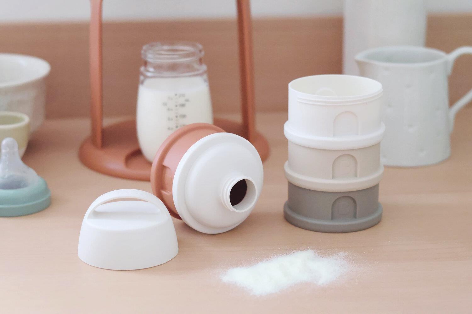 4 Katmanlı Süt Tozu Kutusu Ve Atıştırmalık Kabı (Cotton White/Terracotta)