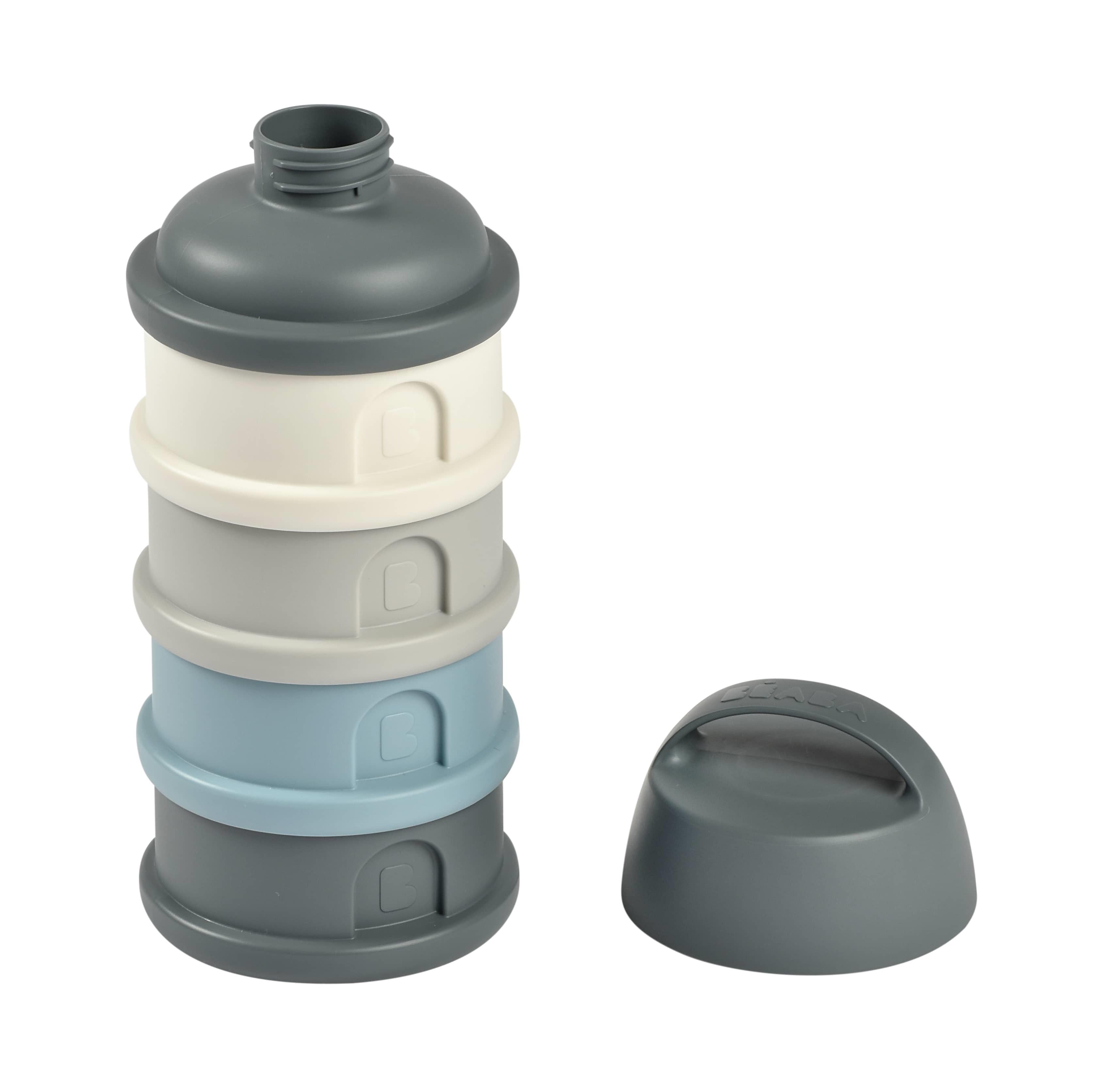 4 Katmanlı Süt Tozu Kutusu Ve Atıştırmalık Kabı (Mineral Grey/ Blue)