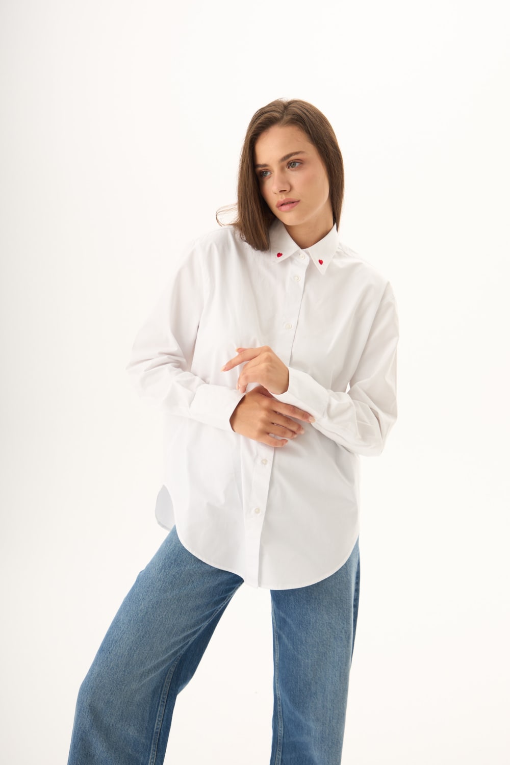 Beauty Bites-Yaka Kalp Detaylı Amelie Oversize Gömlek-Gömlek-4-Milagron.com