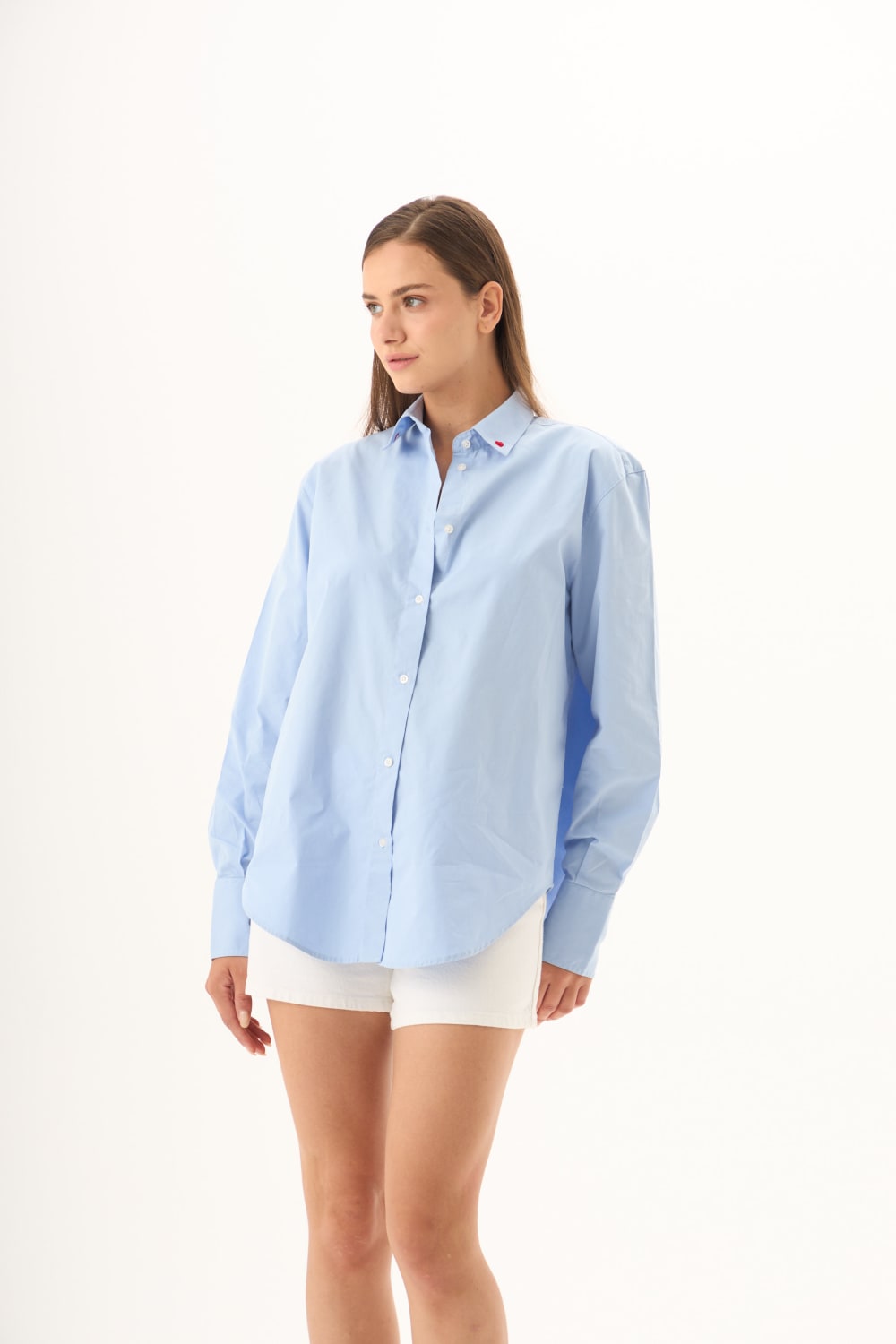 Beauty Bites-Yaka Kalp Detaylı Amelie Oversize Gömlek-Gömlek-4-Milagron.com