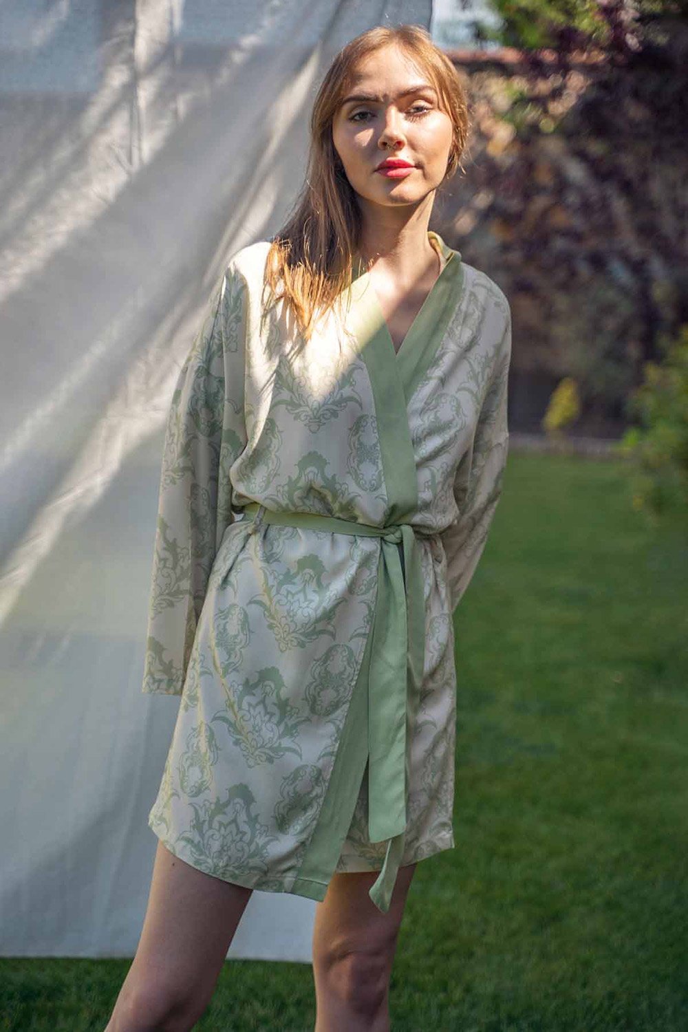 Bed and Beyond-Kısa Kimono - Damask Rose-Sabahlık-1-Milagron.com