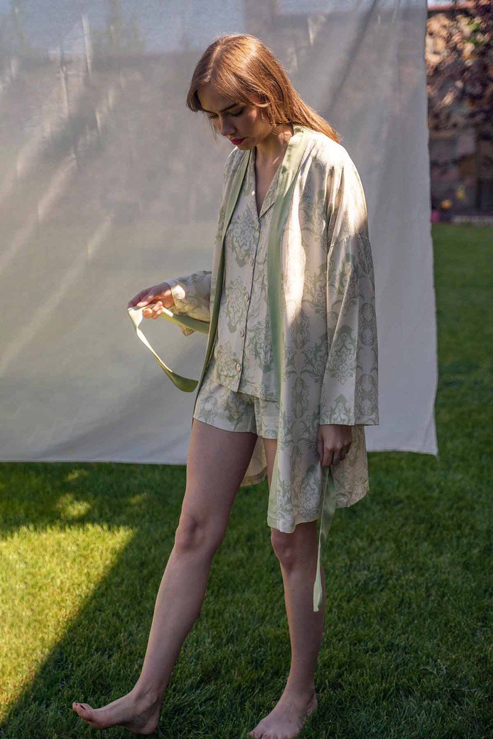 Bed and Beyond-Kısa Kimono - Damask Rose-Sabahlık-2-Milagron.com