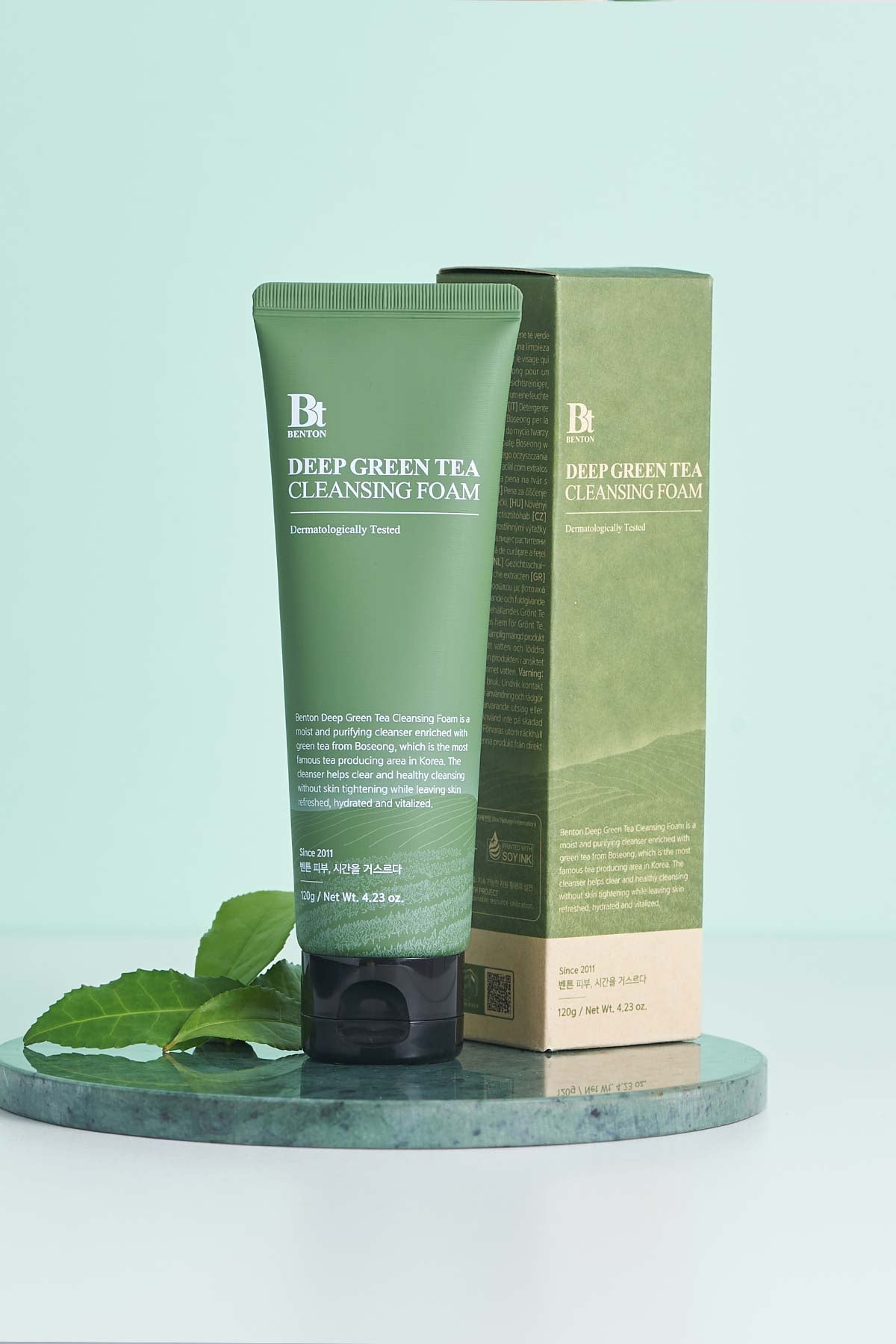 Benton-Benton Deep Green Tea Cleansing Foam 120g Yeşil Çay Temizleyici-Yüz Temizleme Köpüğü-2-Milagron.com