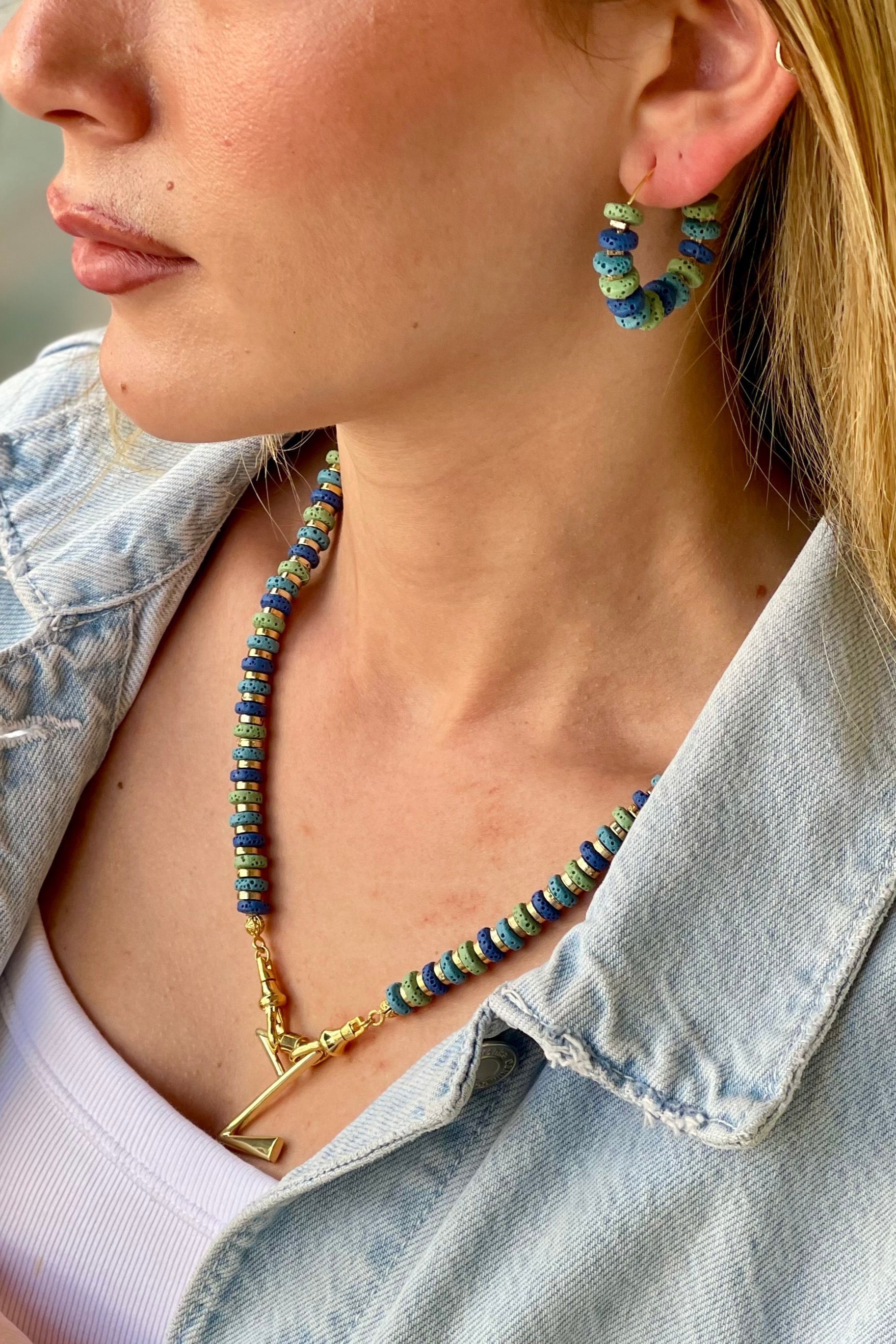 Berrin Özkan-Azure Tide Natural Stone Earrings-Küpe-2-Milagron.com