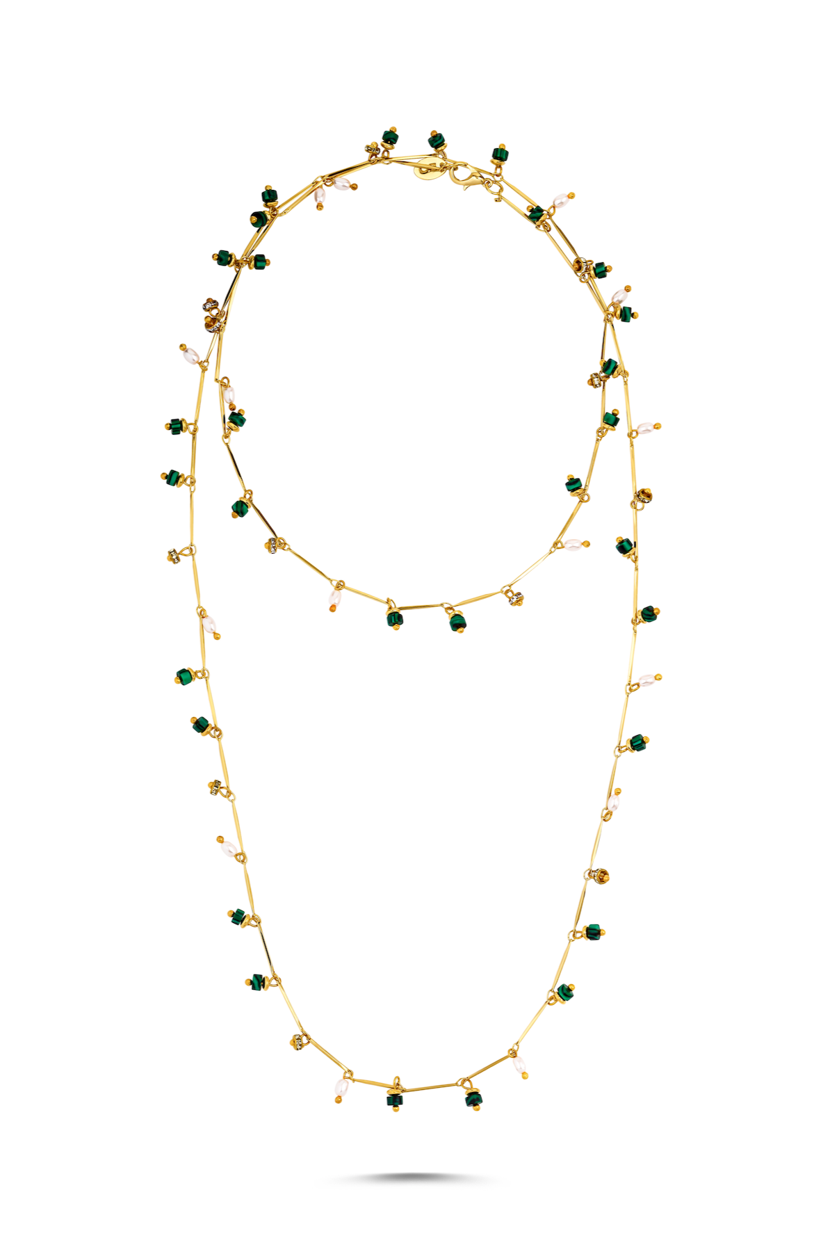 Berrin Özkan-Dancing Disco Malachite Sparkle Long Necklace-Kolye-1-Milagron.com