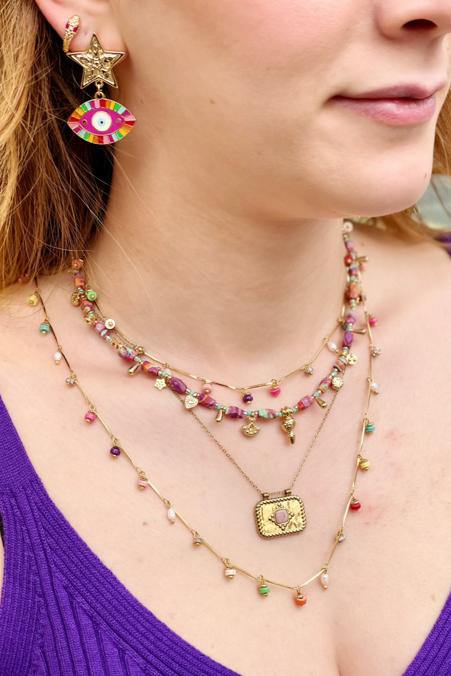 Berrin Özkan-Dancing Disco Rainbow Sparkle Long Necklace-Kolye-3-Milagron.com