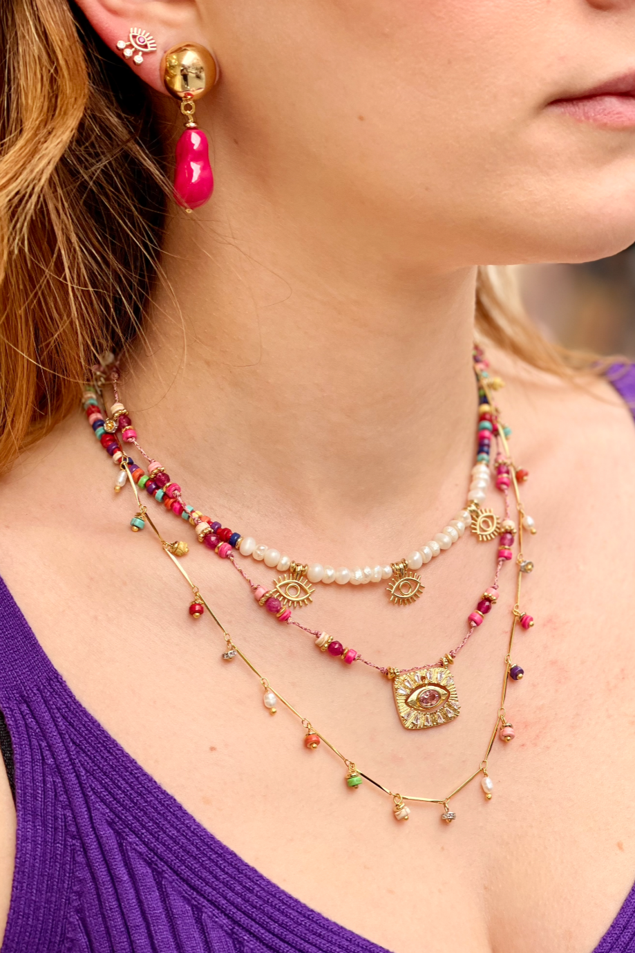 Berrin Özkan-Dancing Disco Rainbow Sparkle Necklace-Kolye-2-Milagron.com