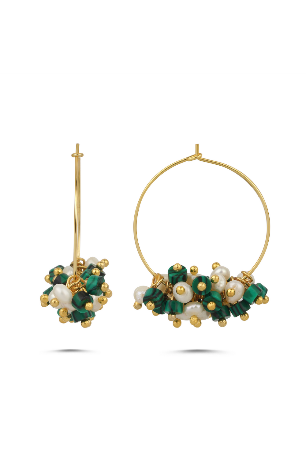 Berrin Özkan-Diana Malachite Pearl Earrings-Küpe-1-Milagron.com