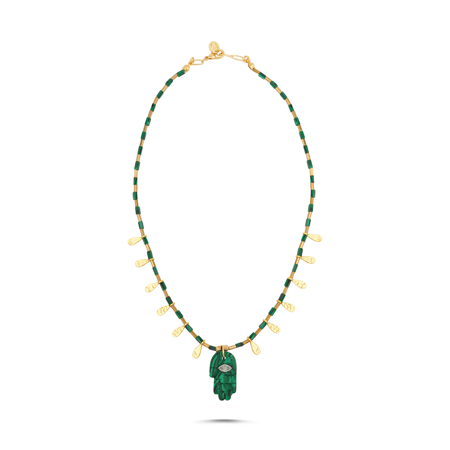 Fortune Malachite Hamsa Necklace