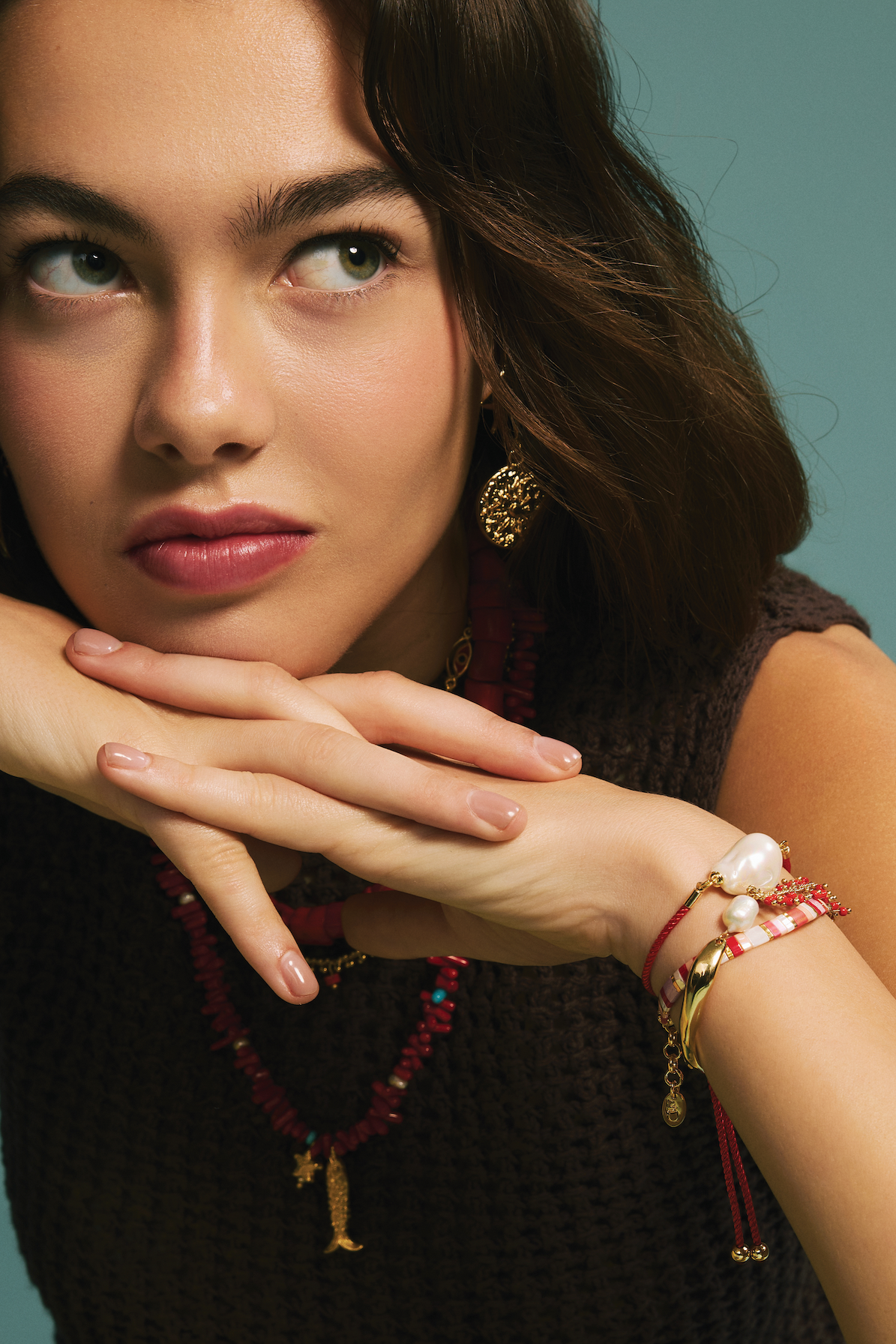 Berrin Özkan-Harmony Strand Baroque Pearl Red Bracelet-Bileklik-2-Milagron.com