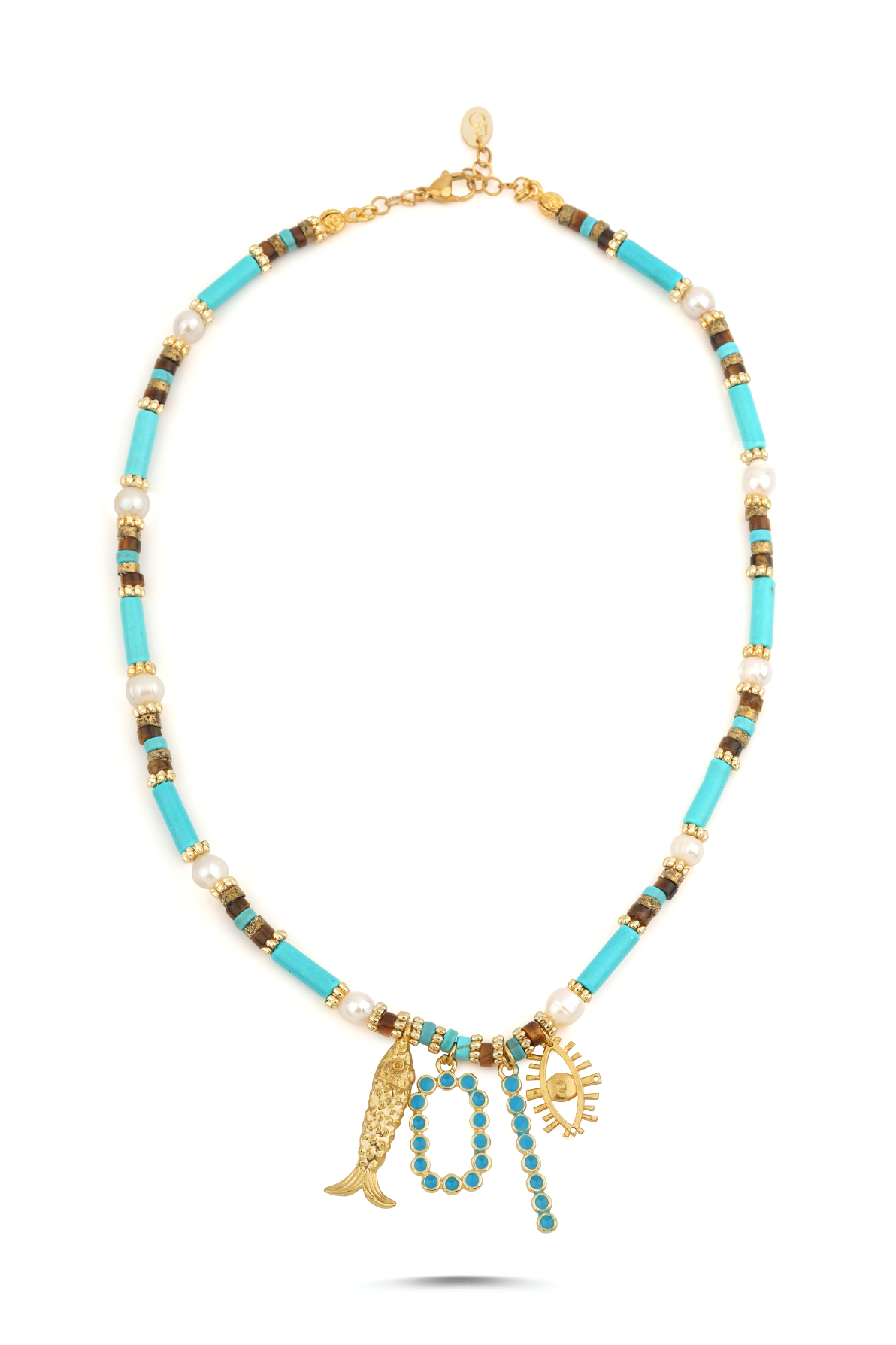 Berrin Özkan-Marbella Pearl Charm Necklace-Kolye-1-Milagron.com