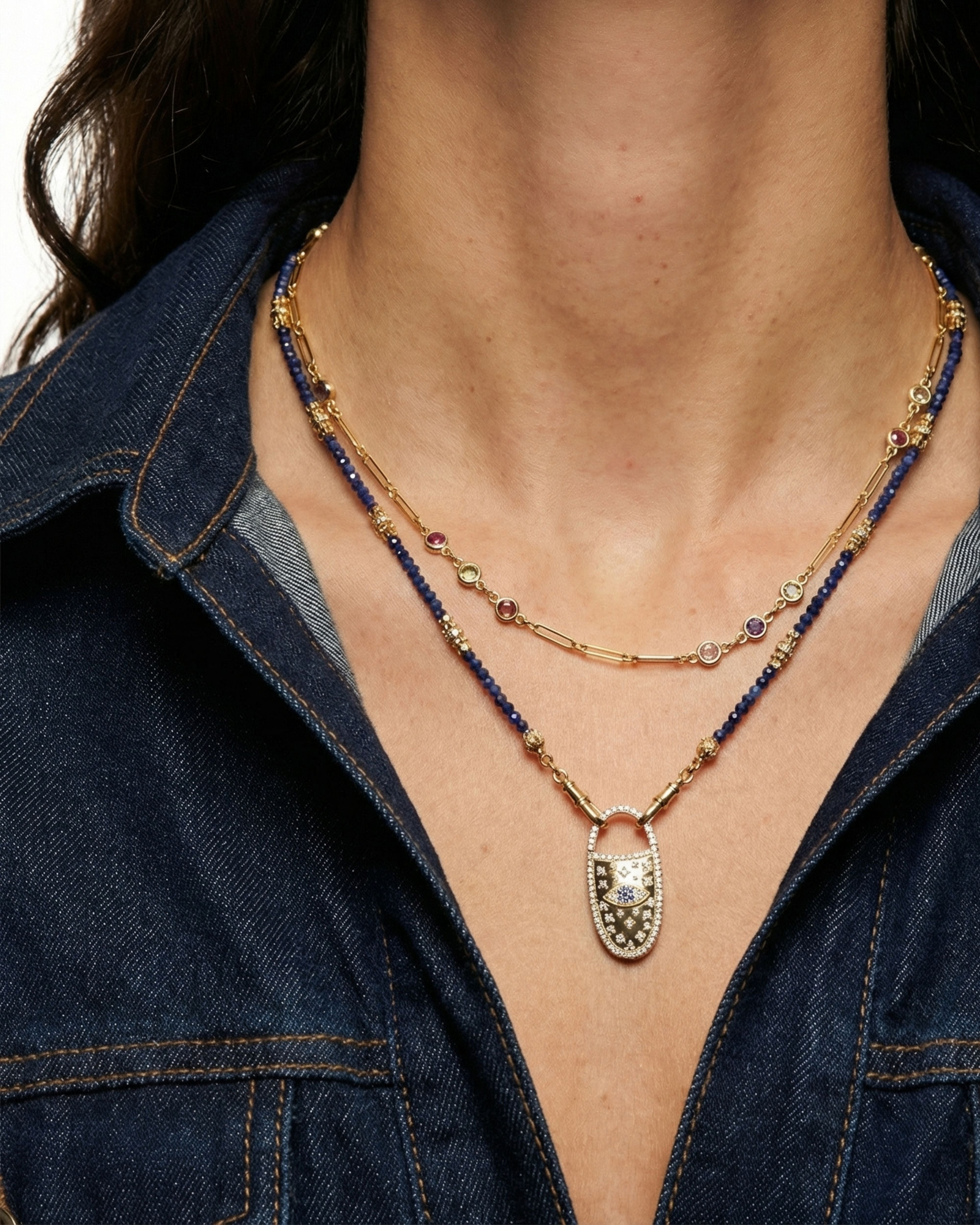 Midnight Lapis Evil Eye Necklace
