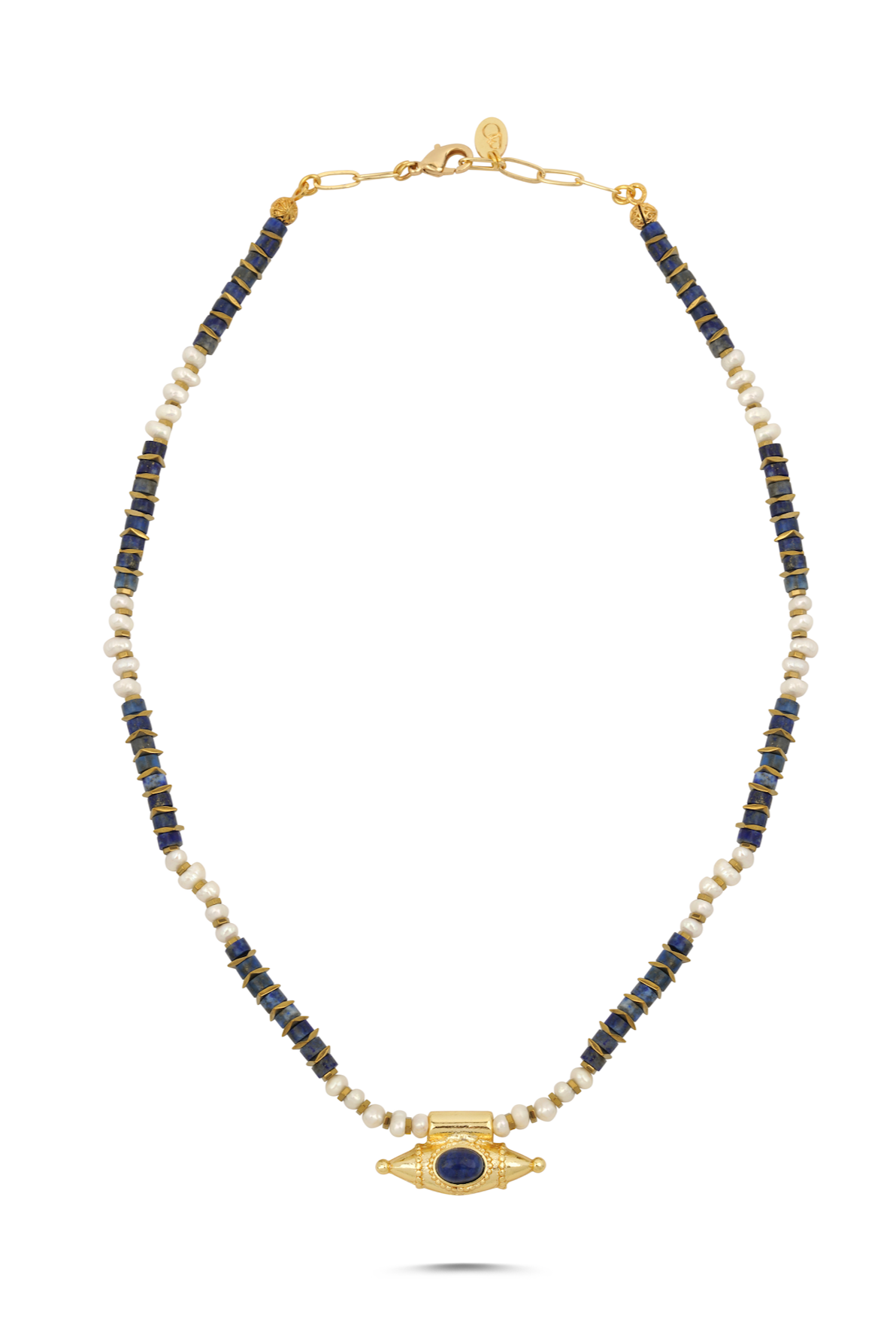 Berrin Özkan-Mystic Eye Lapis Pearl Necklace-Kolye-1-Milagron.com