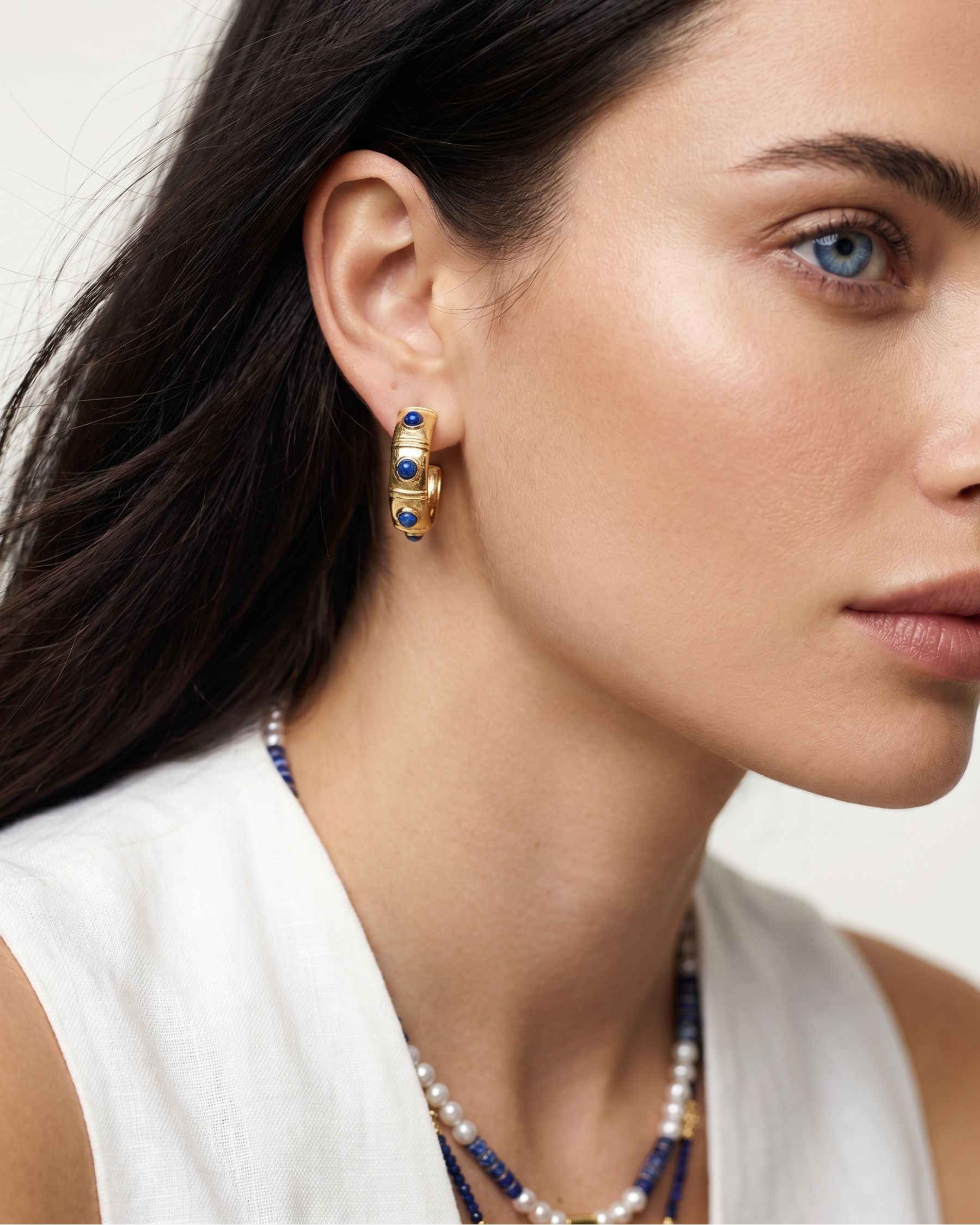 Nocturne Lapis Hoop Earrings