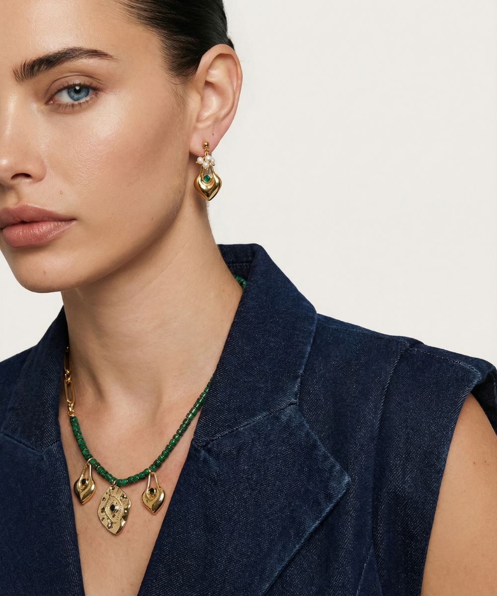 Nomad Malachite Charm Necklace