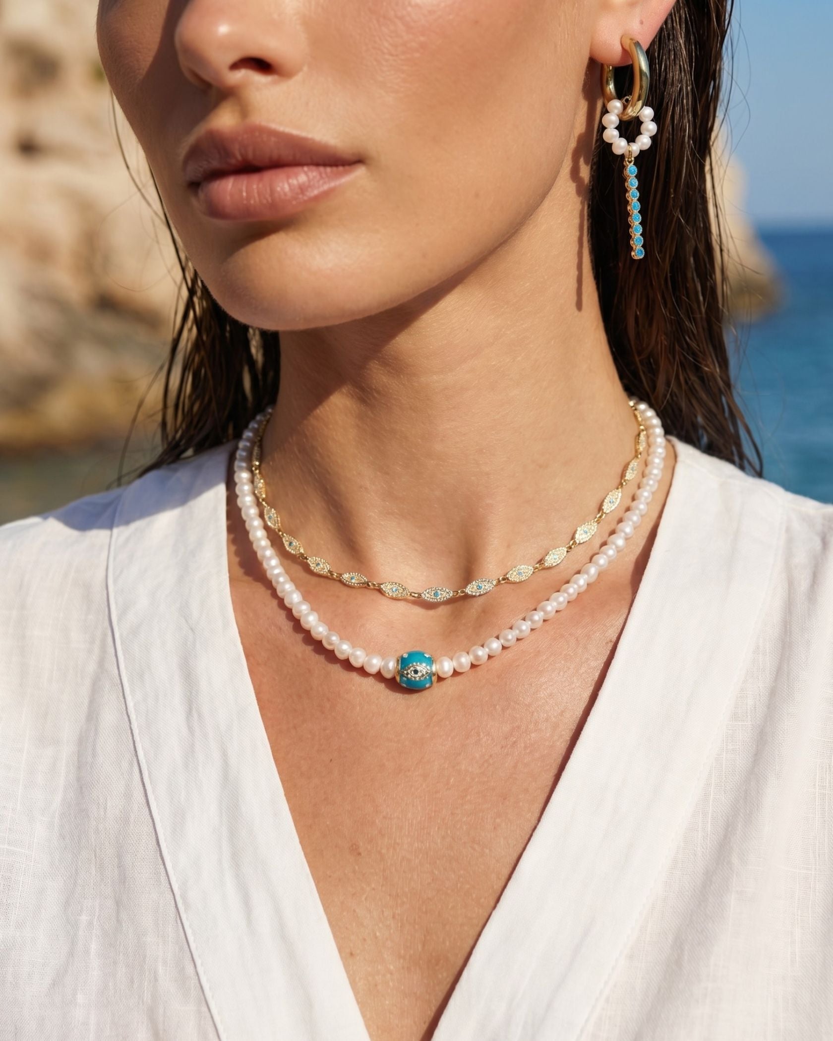 Pearl Galaxy Turquoise Necklace