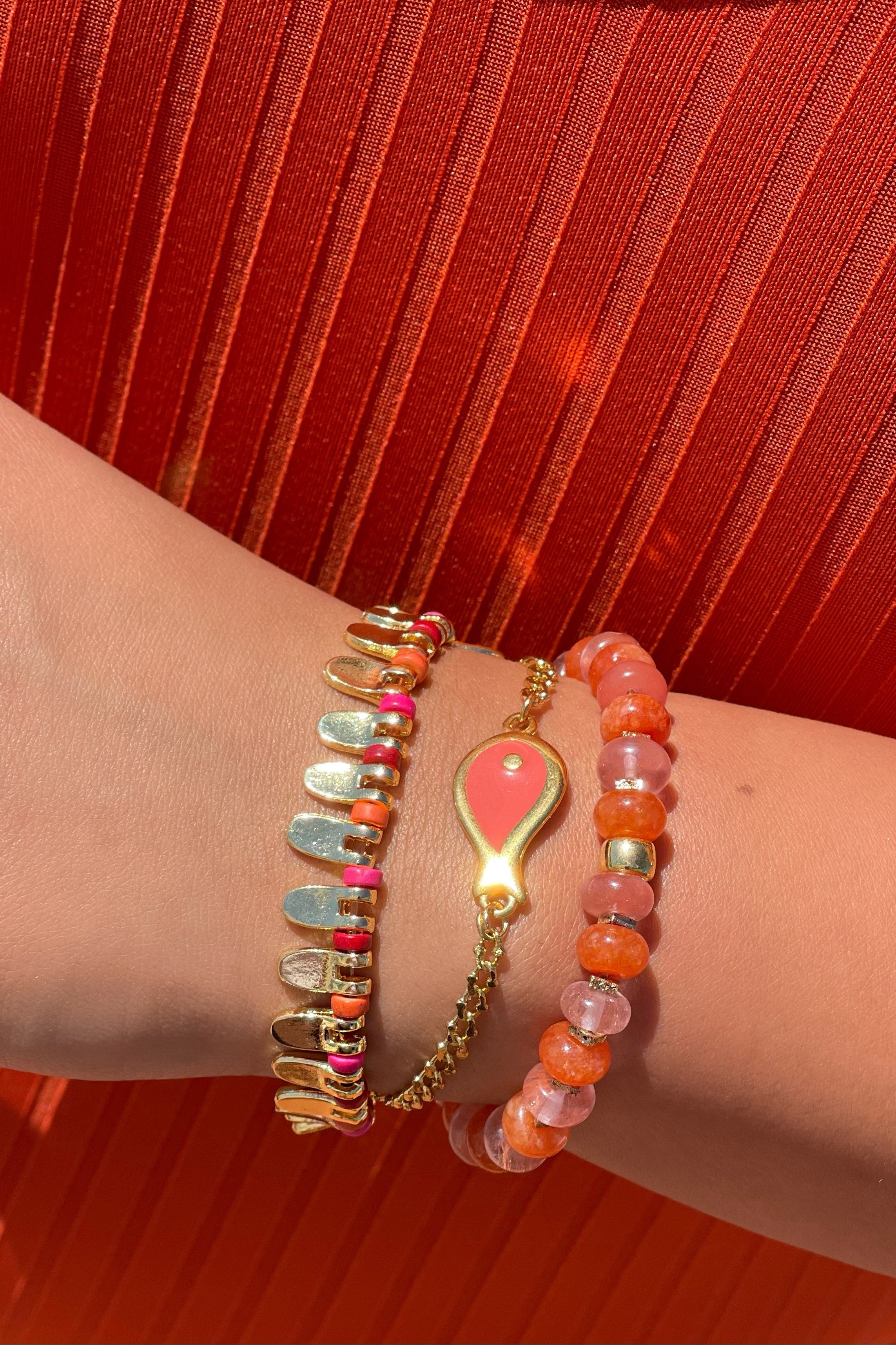 Berrin Özkan-Pisces Fish Chain Orange Bracelet-Bileklik-2-Milagron.com