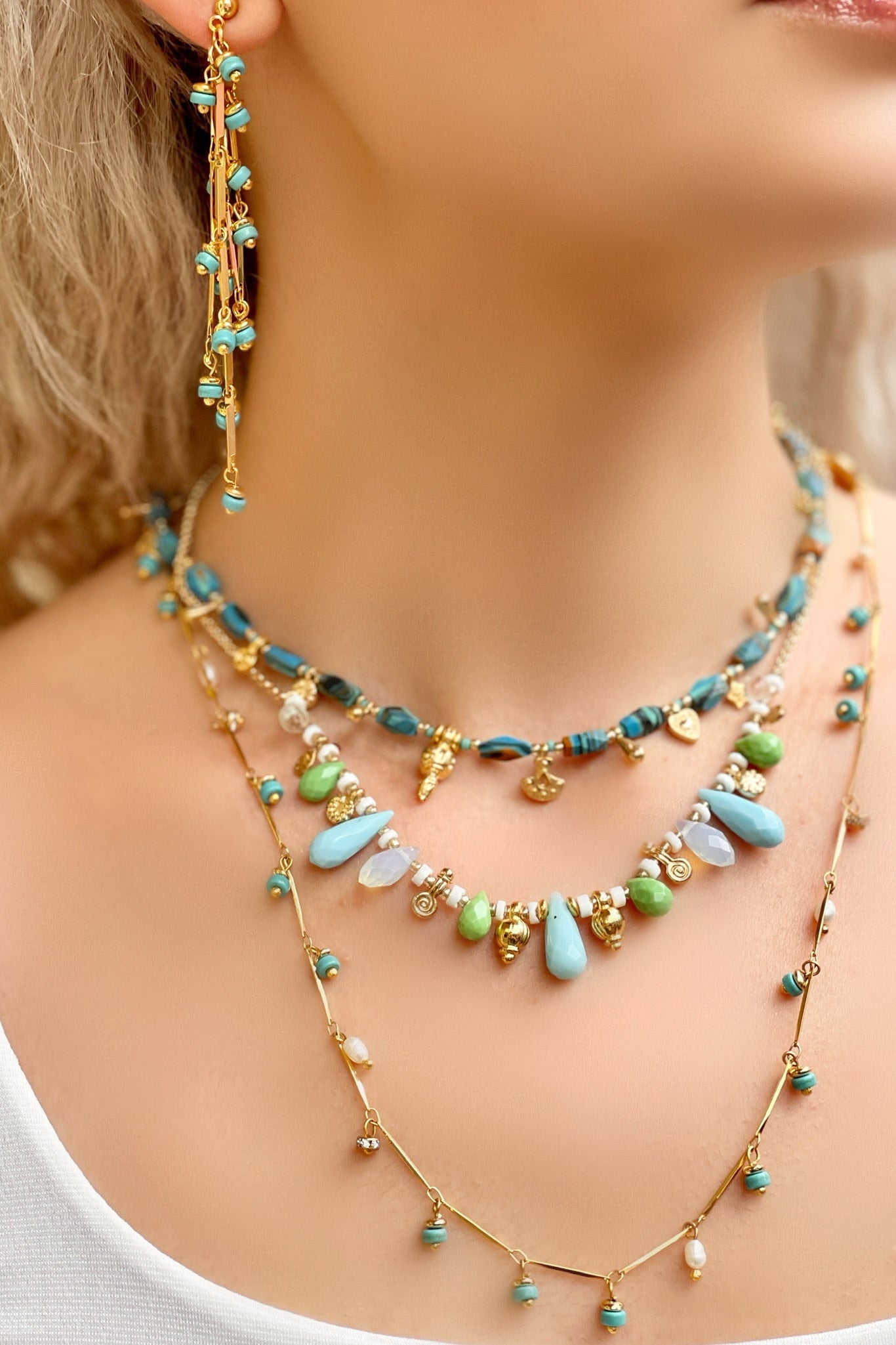 Berrin Özkan-Siren Turquoise Green Necklace-Kolye-3-Milagron.com