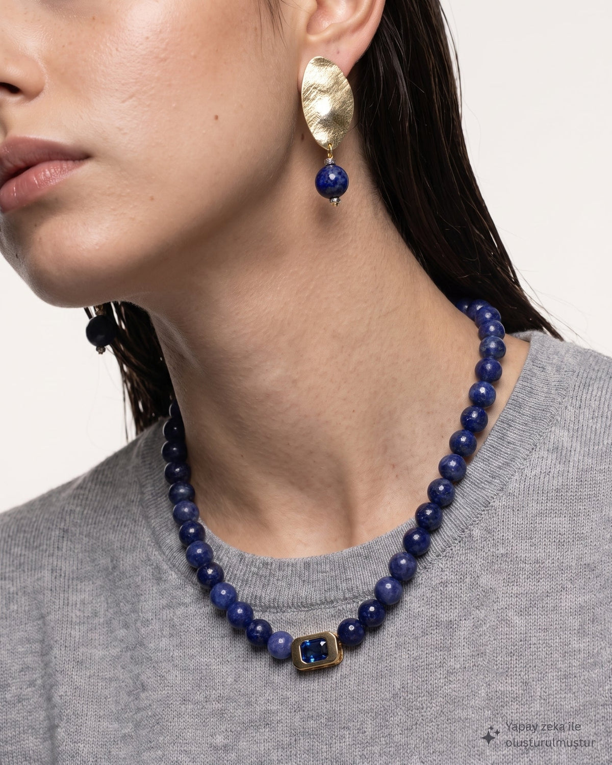 Vivienne Lapis & Blue Crystal Necklace