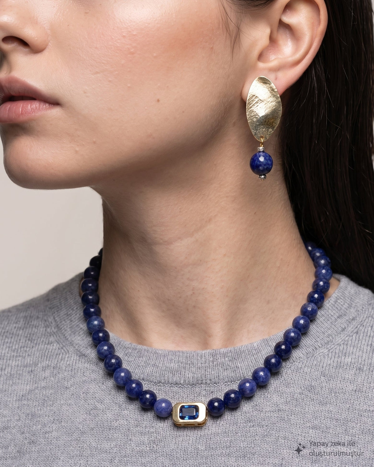 Vivienne Lapis & Blue Crystal Necklace