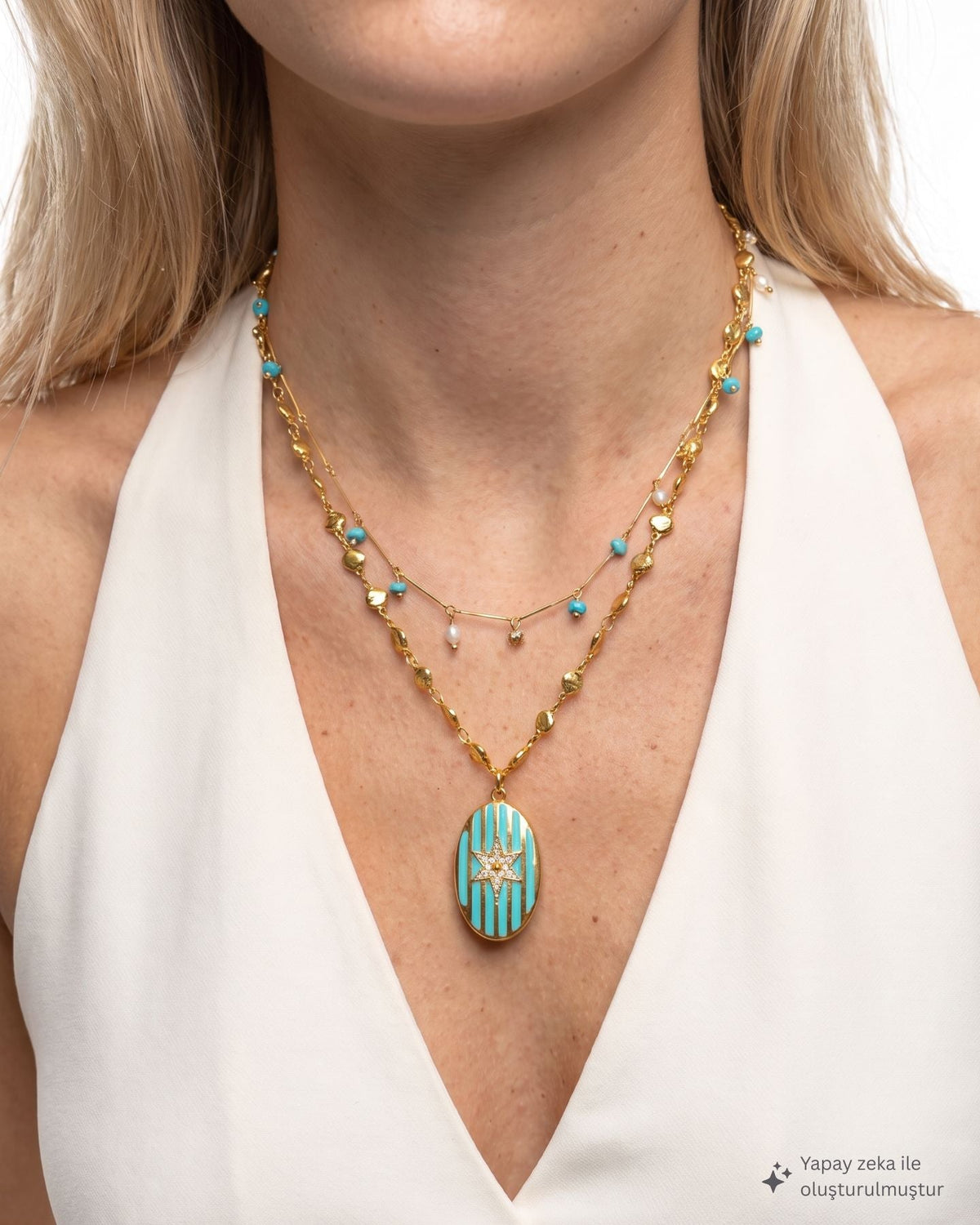 Stella Turquoise Medal Necklace