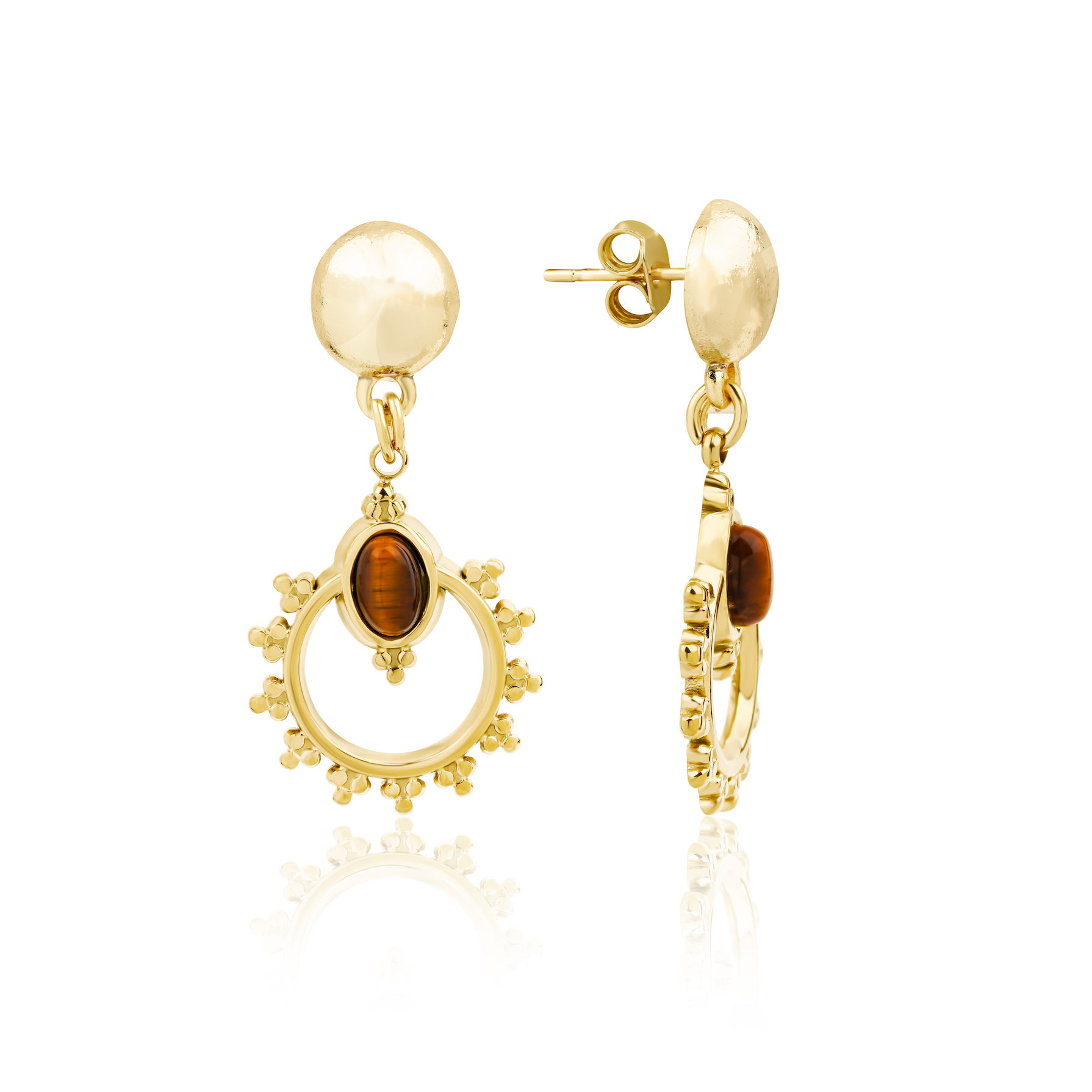 Temple Sun Tiger Eye Earrings