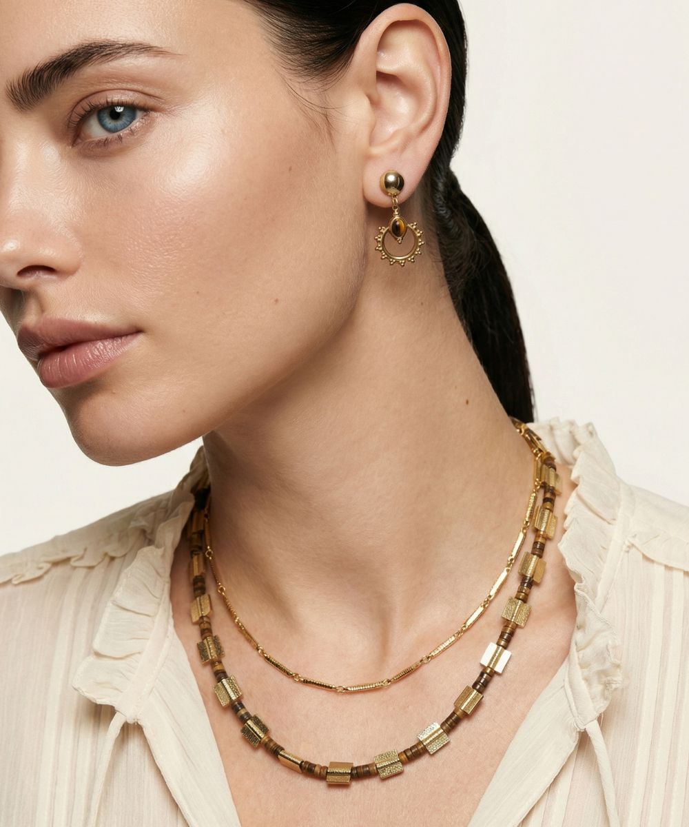 Temple Sun Tiger Eye Earrings