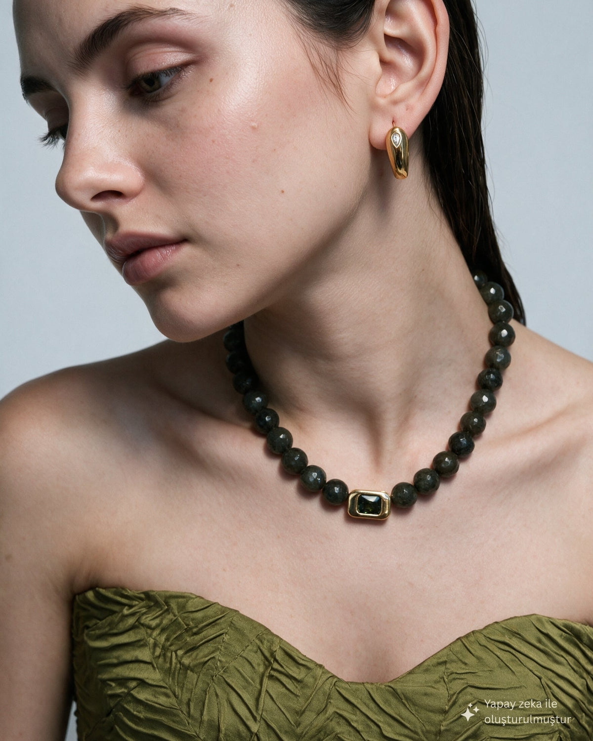 Vivienne Labradorite & Green Crystal Necklace
