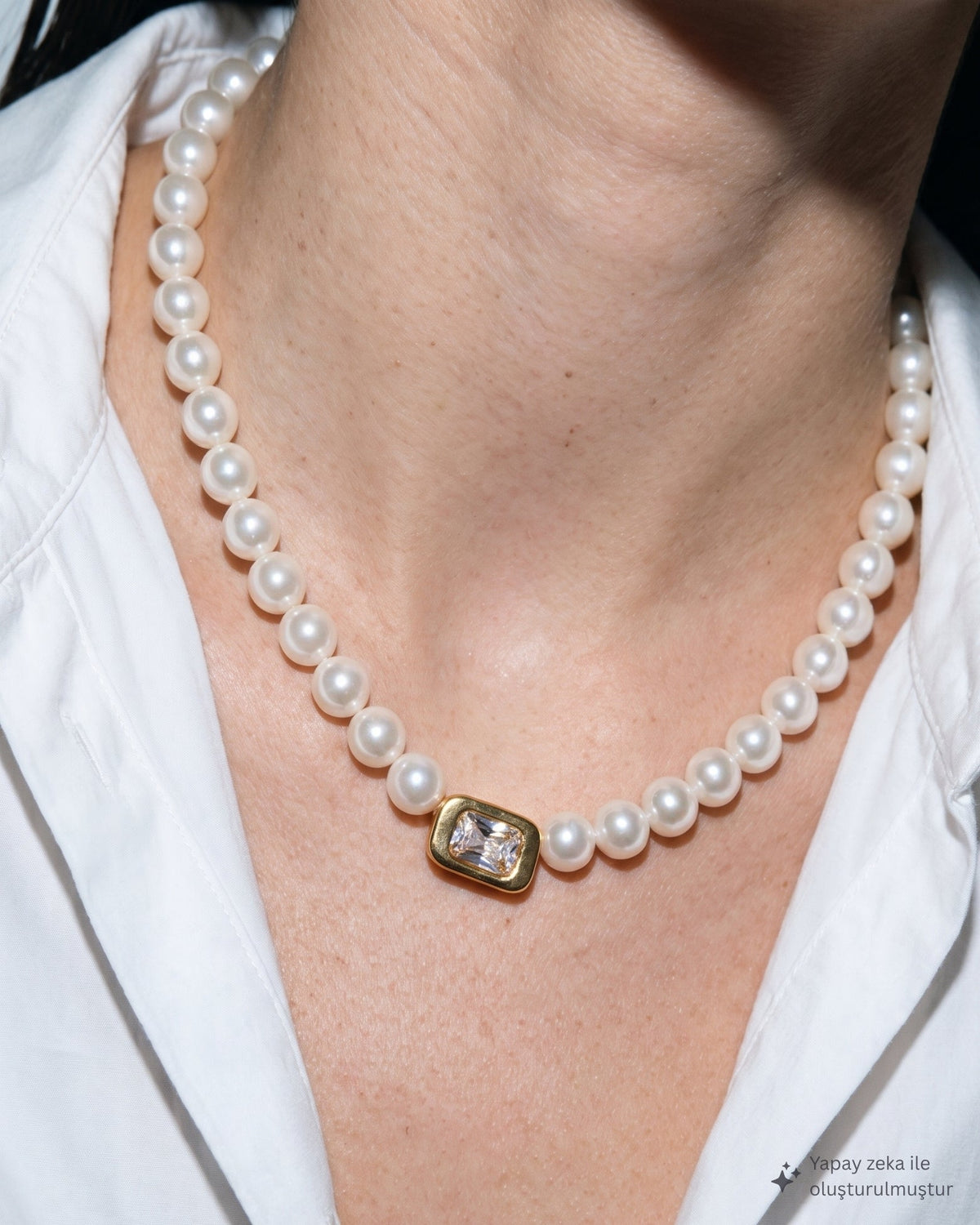 Vivienne Pearl & Clear Crystal Necklace