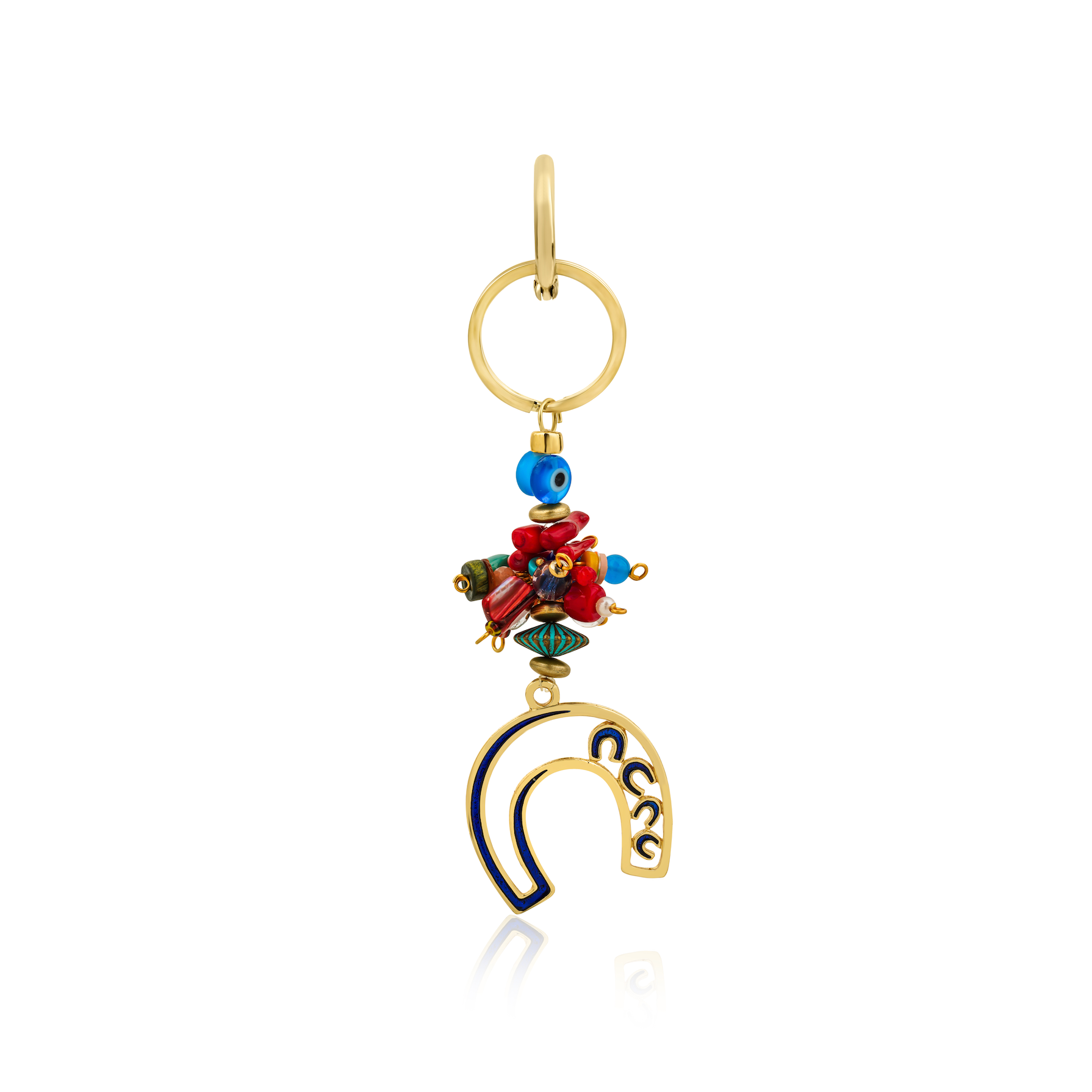 Berrin özkan-Efsun Navy Horseshoe Keychain / Bag Charm-Key Chain-1-Milagron.com