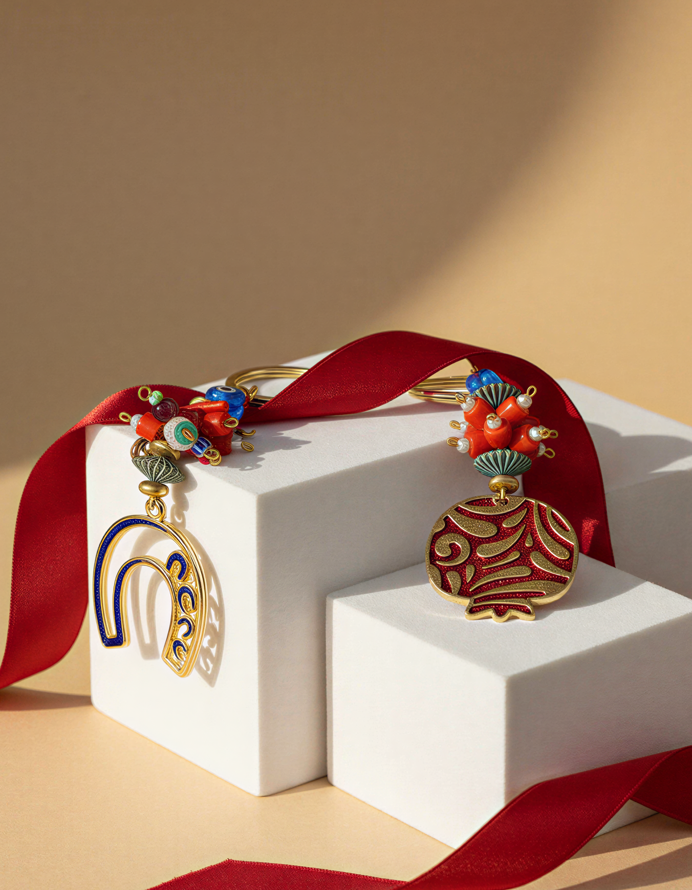 Berrin özkan-Efsun Navy Horseshoe Keychain / Bag Charm-Key Chain-2-Milagron.com