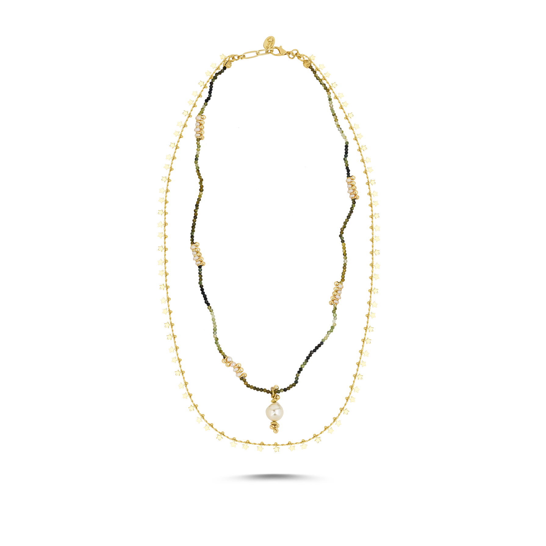 Berrin özkan-Emerald Spell Double Row Necklace-Necklaces-1-Milagron.com