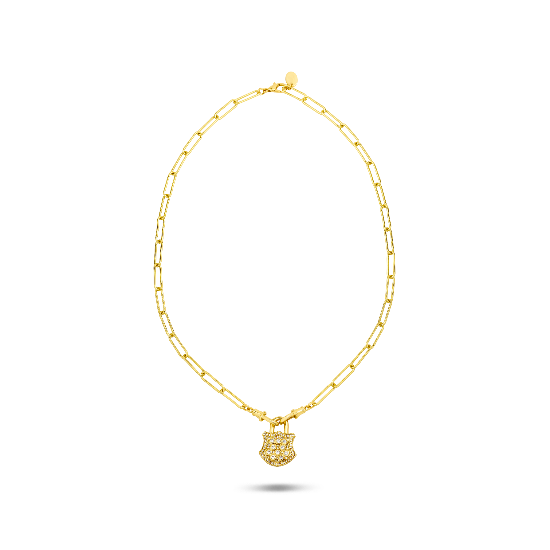 Berrin özkan-Golden Lock Necklace-Necklaces-1-Milagron.com
