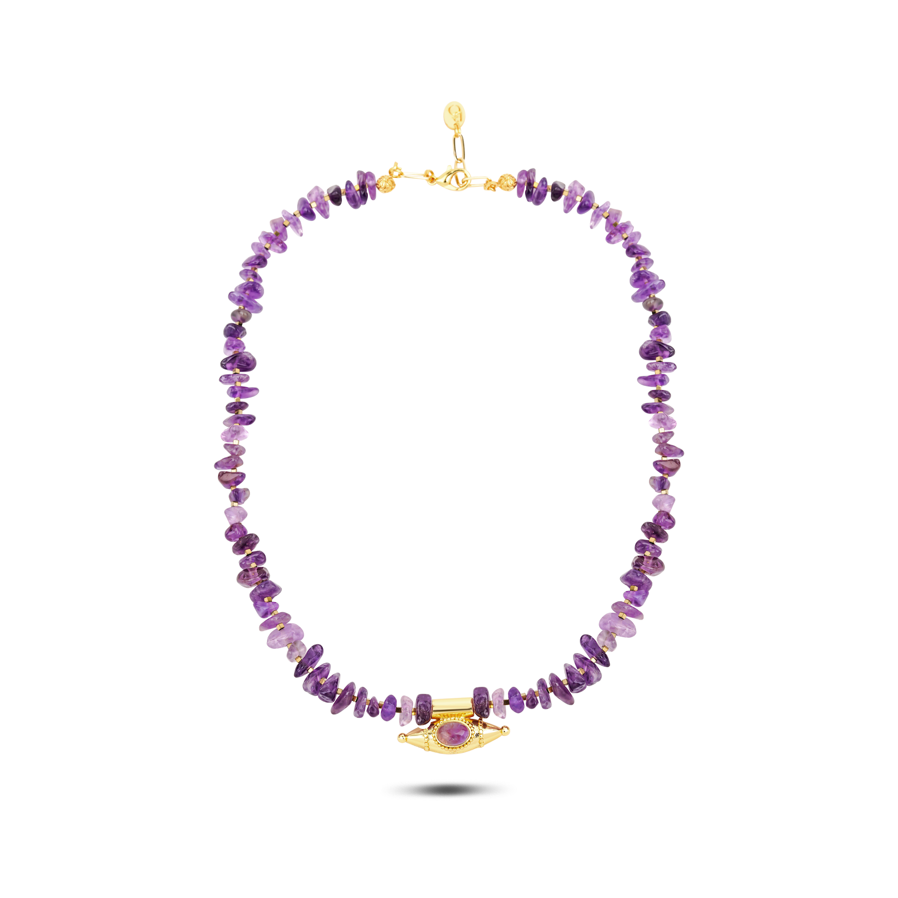 Berrin özkan-Mystic Eye Purple Natural Stone Necklace-Necklaces-1-Milagron.com