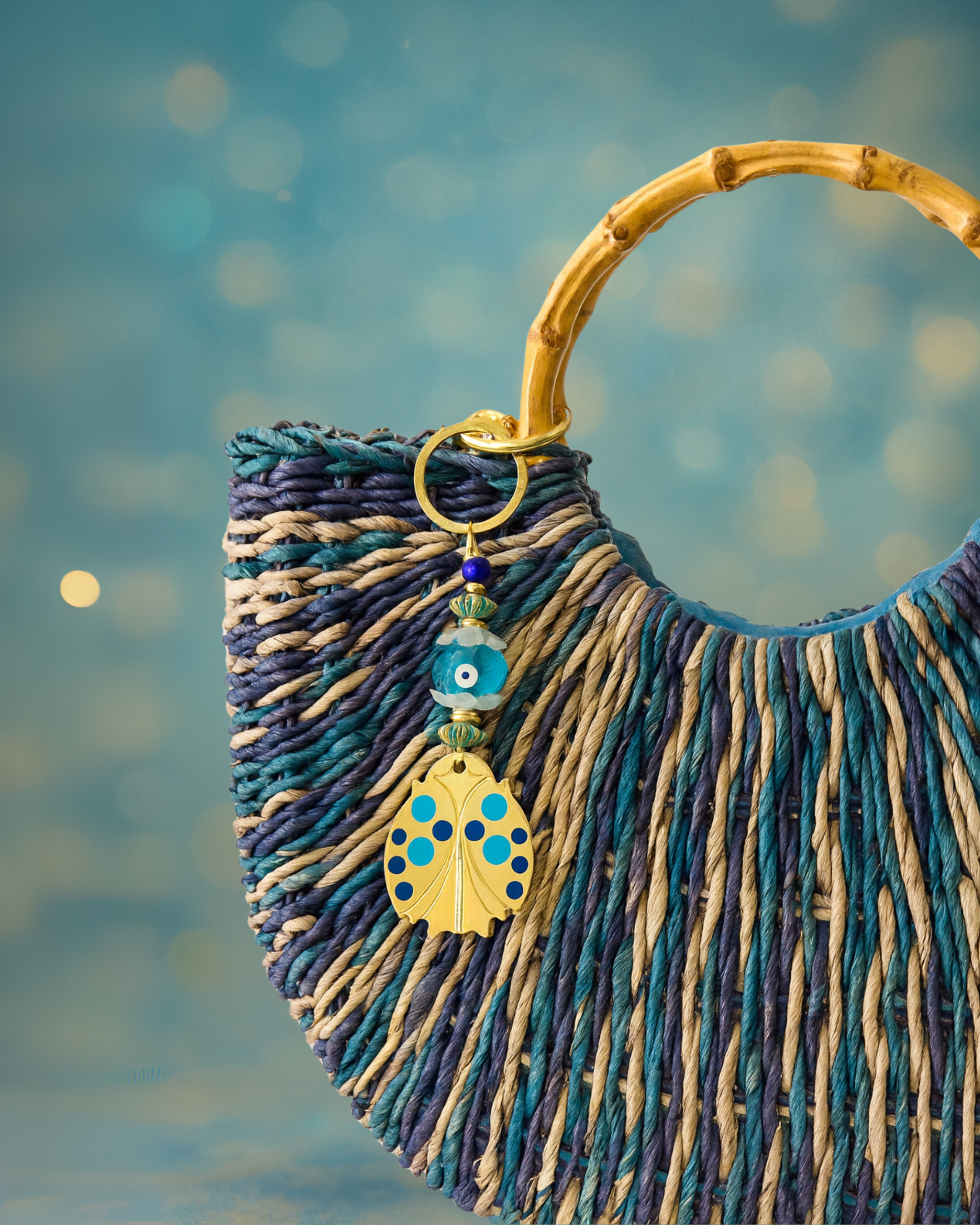 Berrin özkan-Nazar Dot Blue Key Chain / Bag Charm-Key Chain-2-Milagron.com