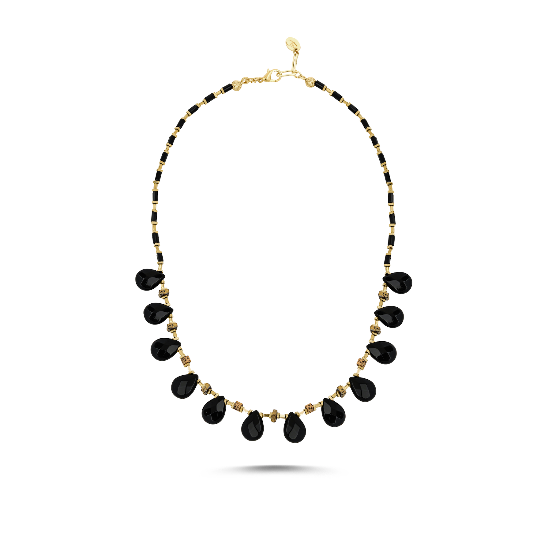 Berrin özkan-Obsidian Glow Black Drop Necklace-Necklaces-1-Milagron.com